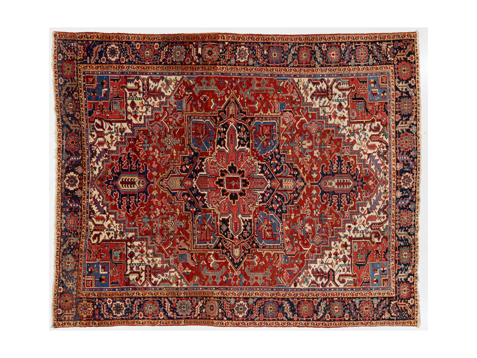 Antique Heriz Wool Rug 10 X 12