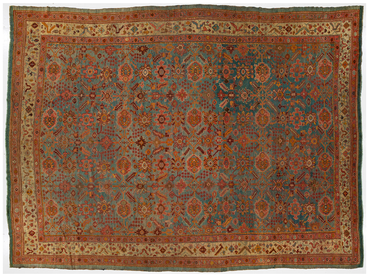 Antique Oushak Wool Rug 12 X 16
