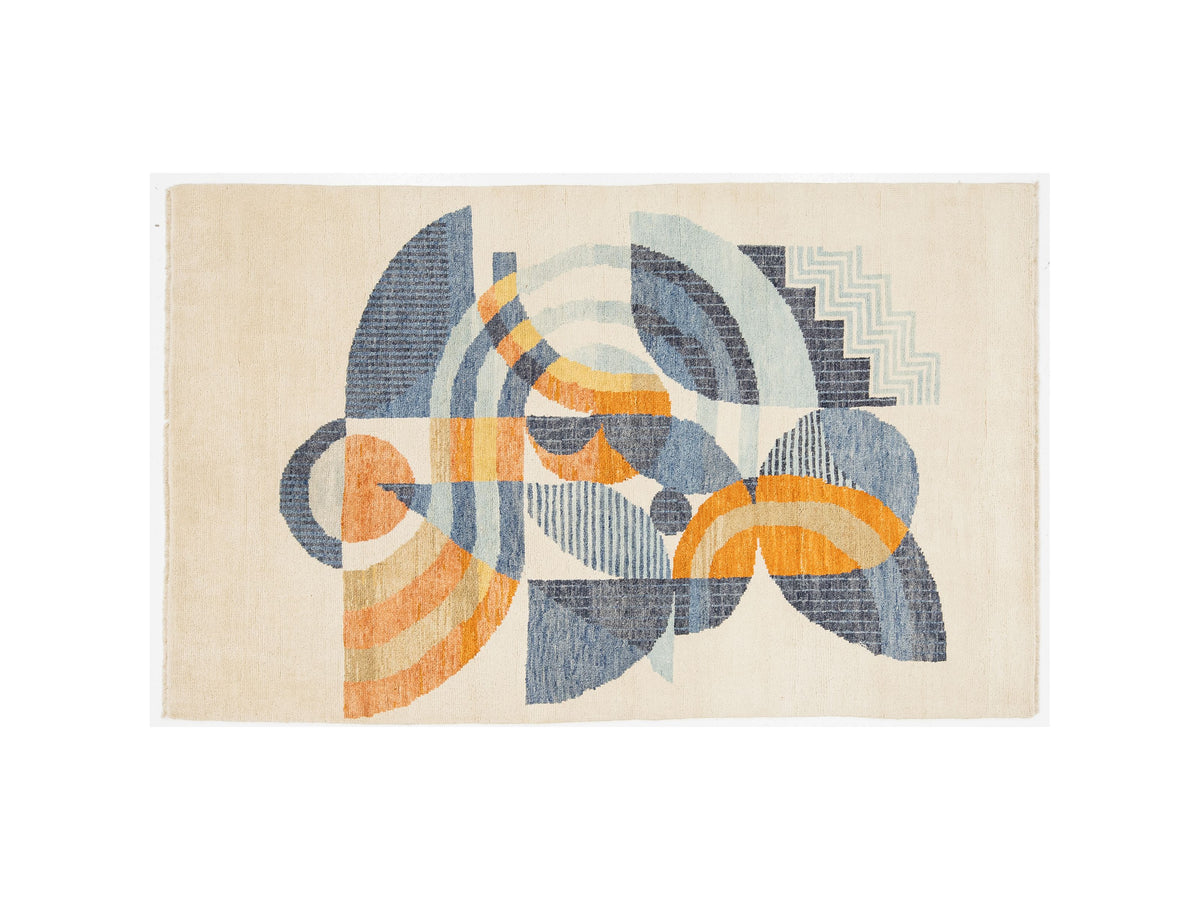 Modern Art Deco Wool Rug 5 X 8