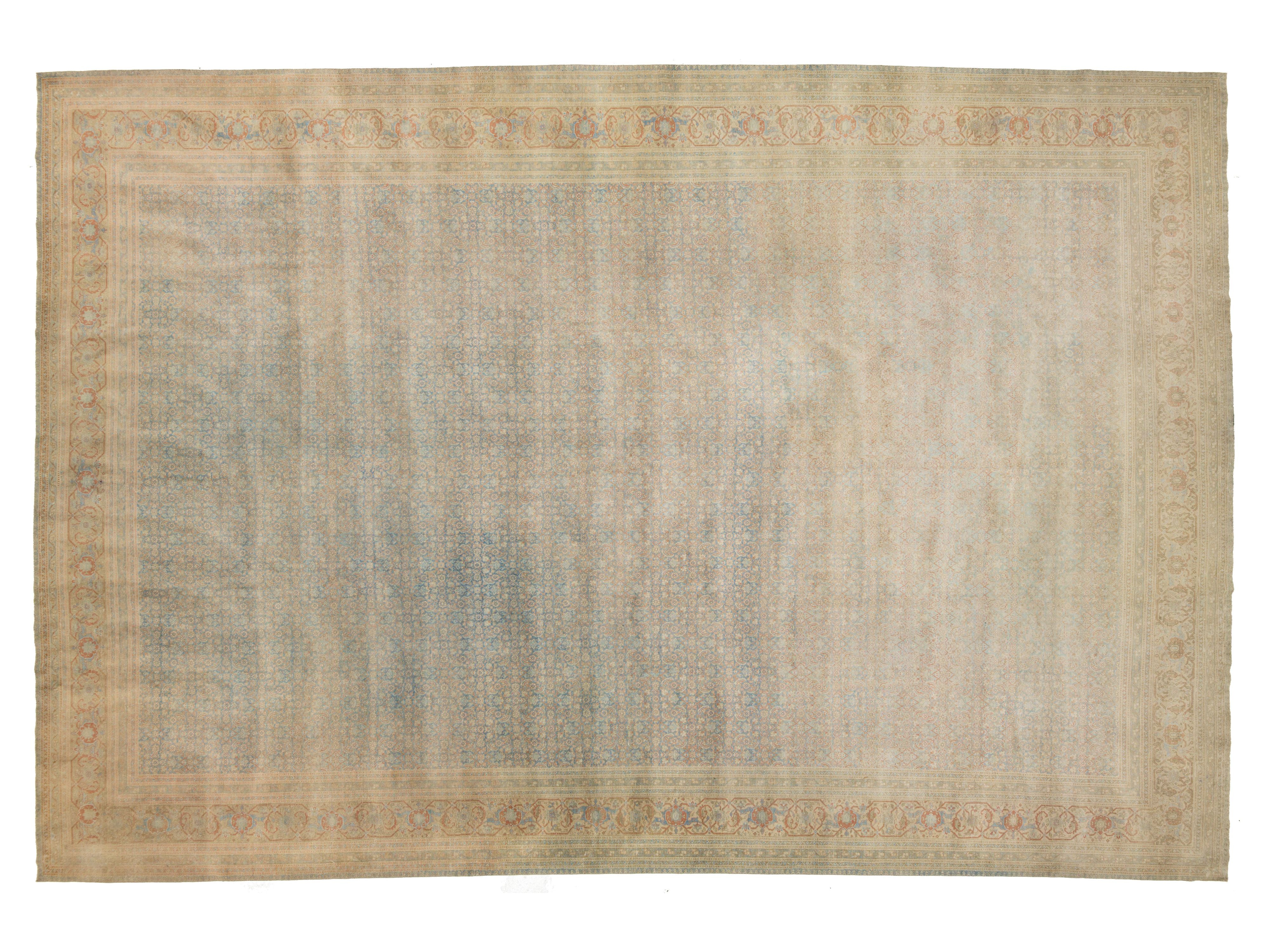 Antique Tabriz Wool Rug 14 X 21