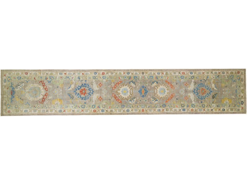 Modern Sultanabad Wool Runner 4 X 23