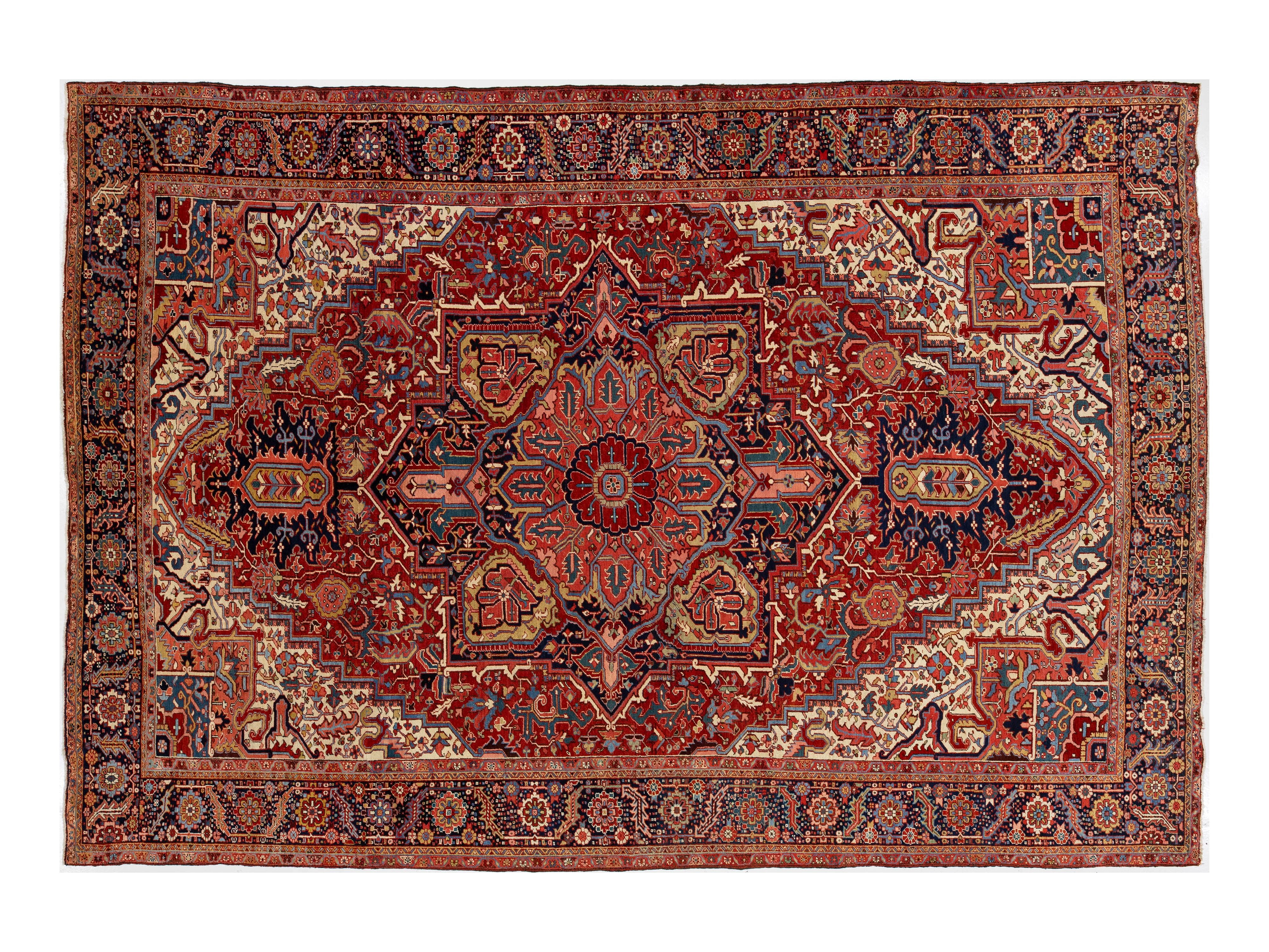 Antique Persian Serapi Wool Rug 12 X 17