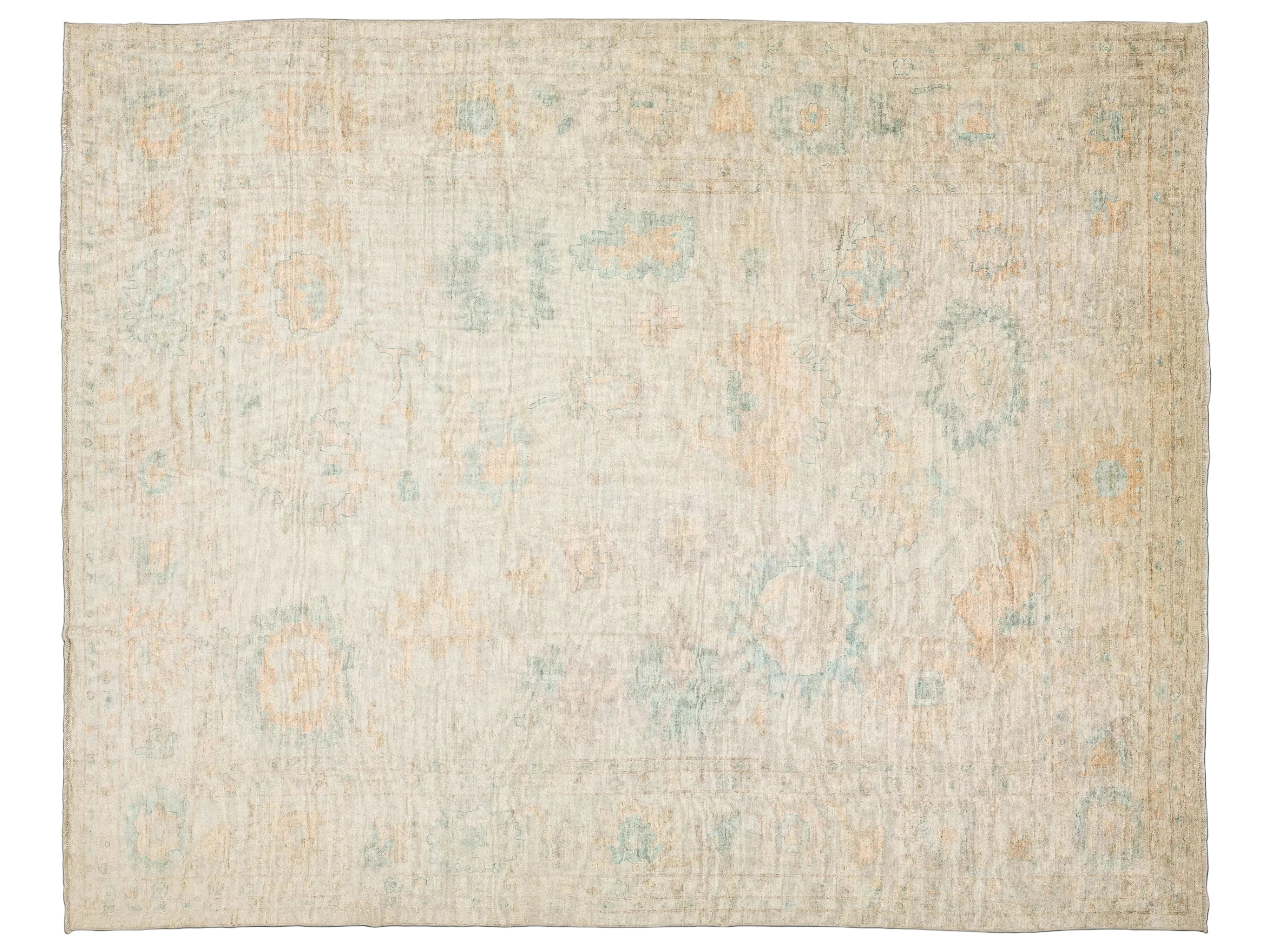 Modern Oushak Wool Rug 14 X 17