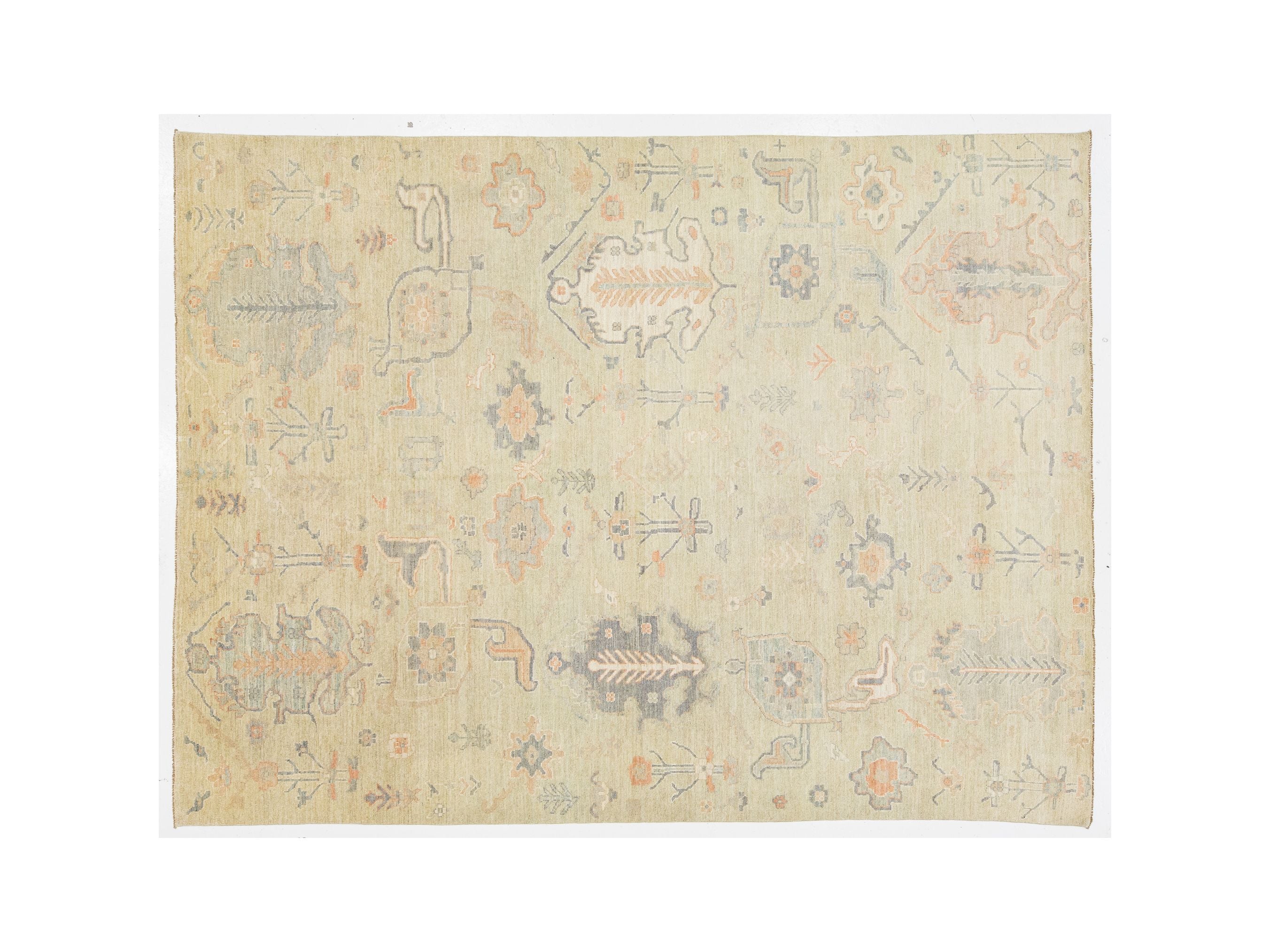 Modern Oushak Wool Rug 9 X 12