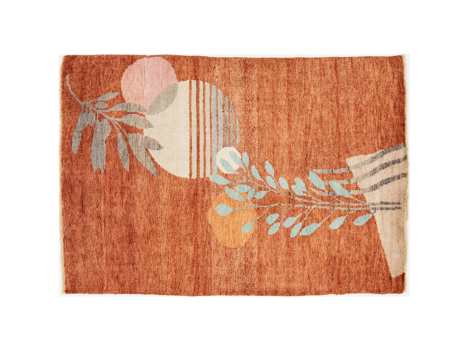 Modern Art Deco Wool Rug 4 X 6