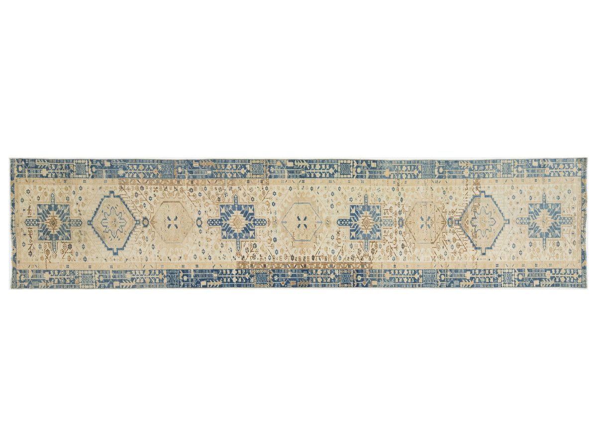 Antique Heriz Wool Runner 3 X 14