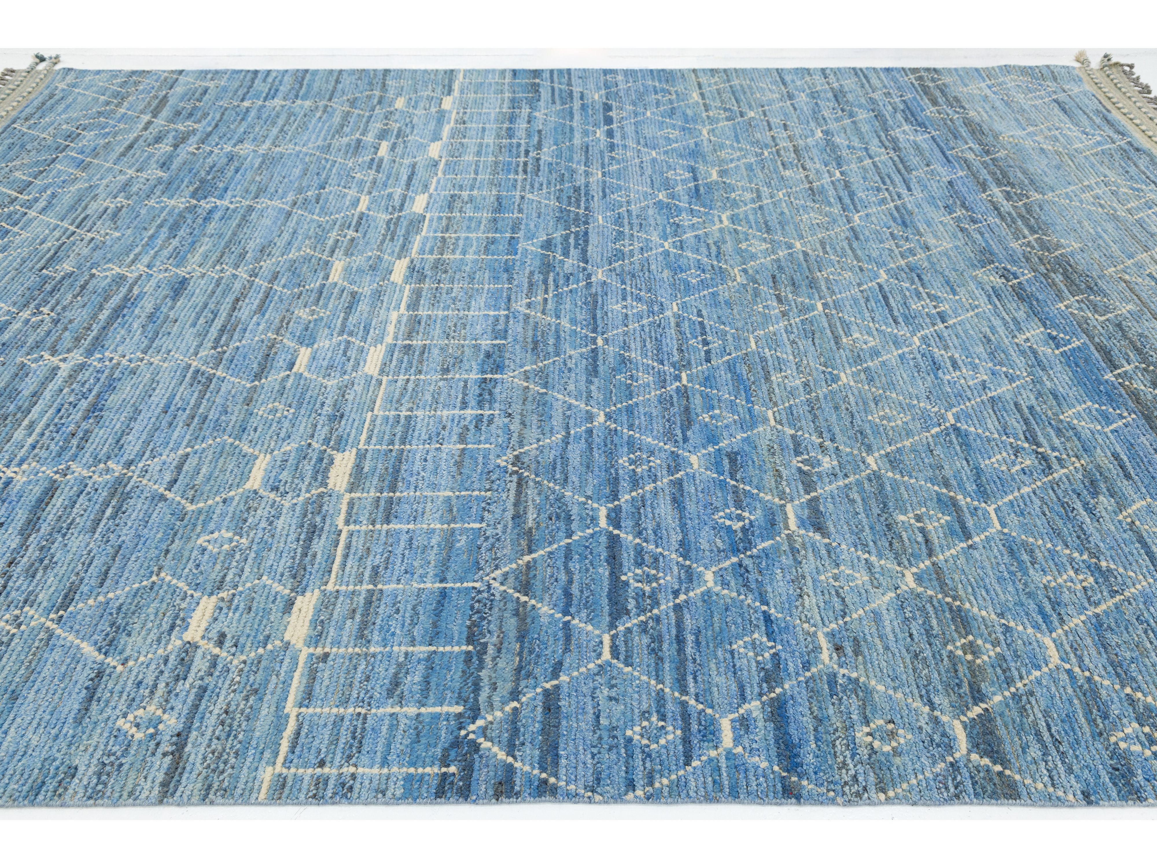 Modern Moroccan Wool Rug 9 X 12