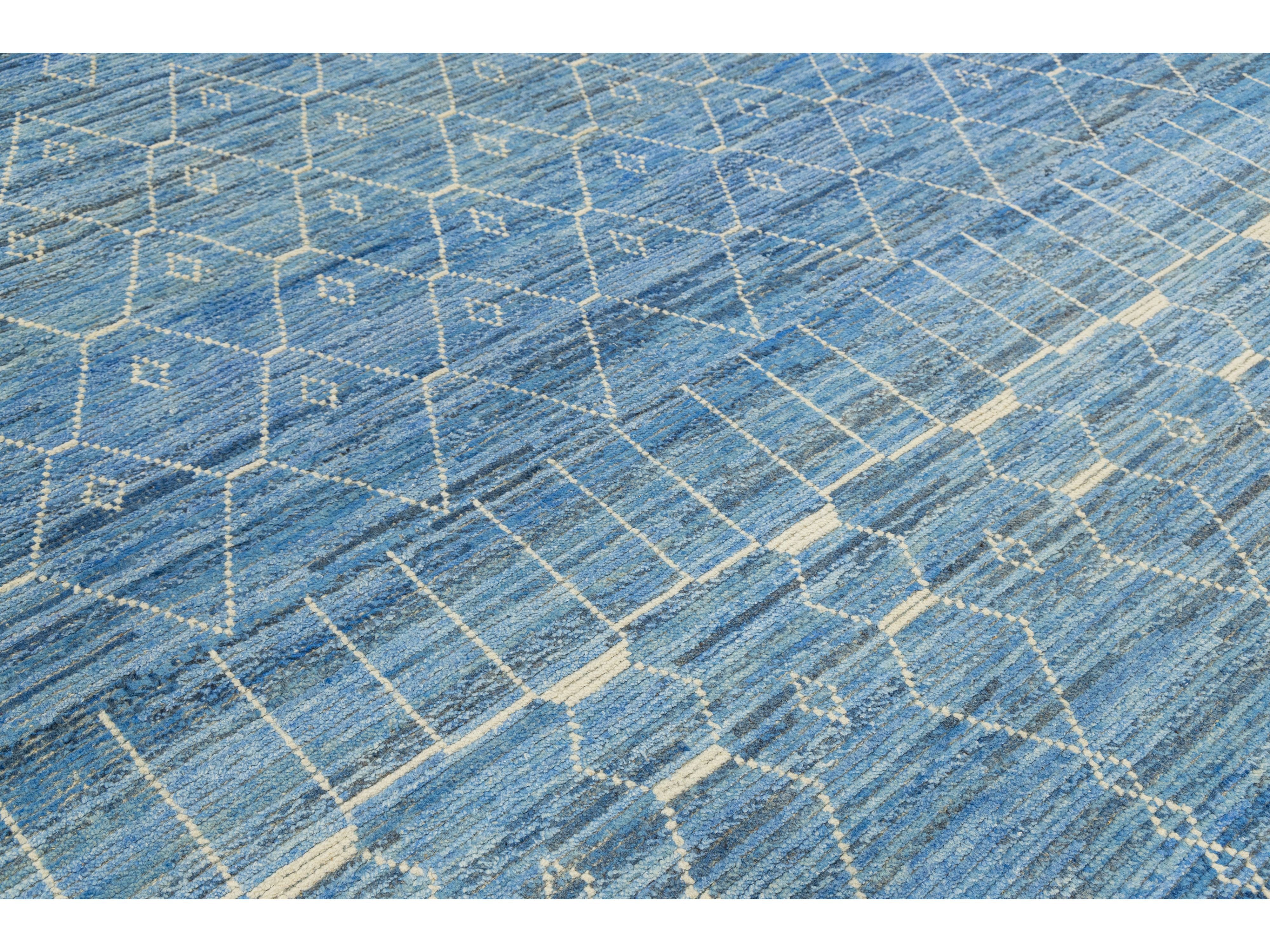 Modern Moroccan Wool Rug 9 X 12