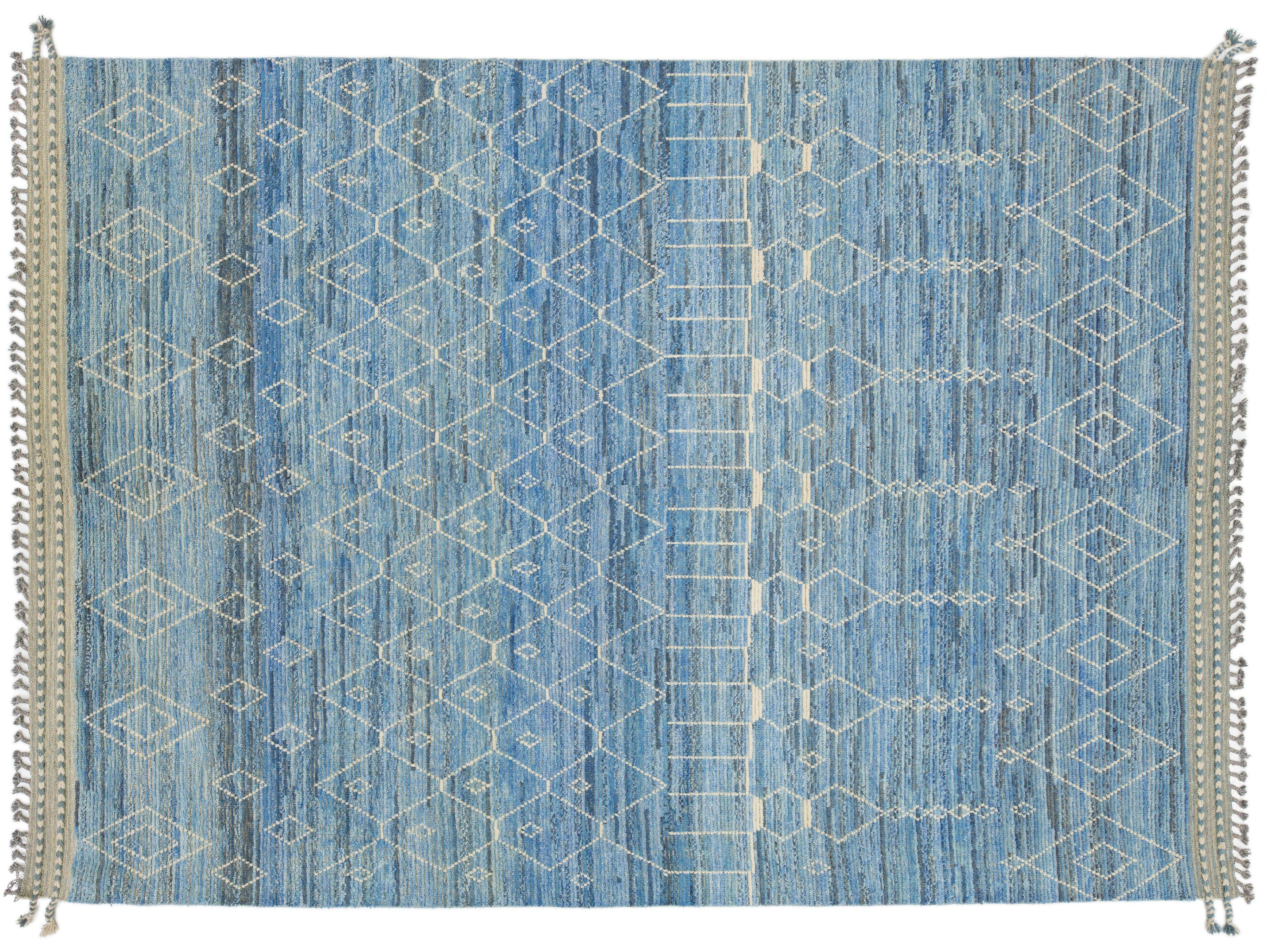 Modern Moroccan Wool Rug 9 X 12