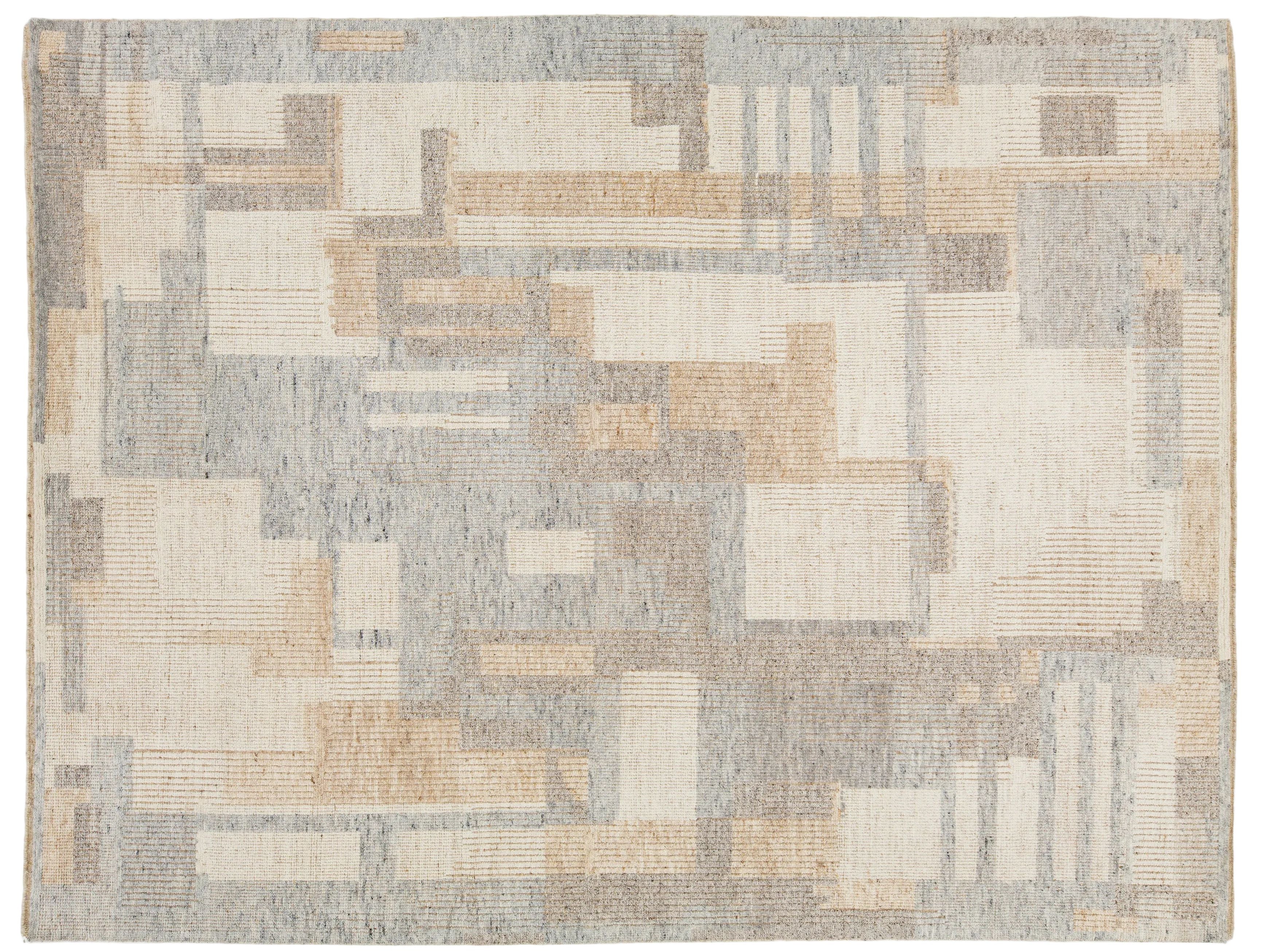 Modern Moroccan Wool Rug 9 X 12