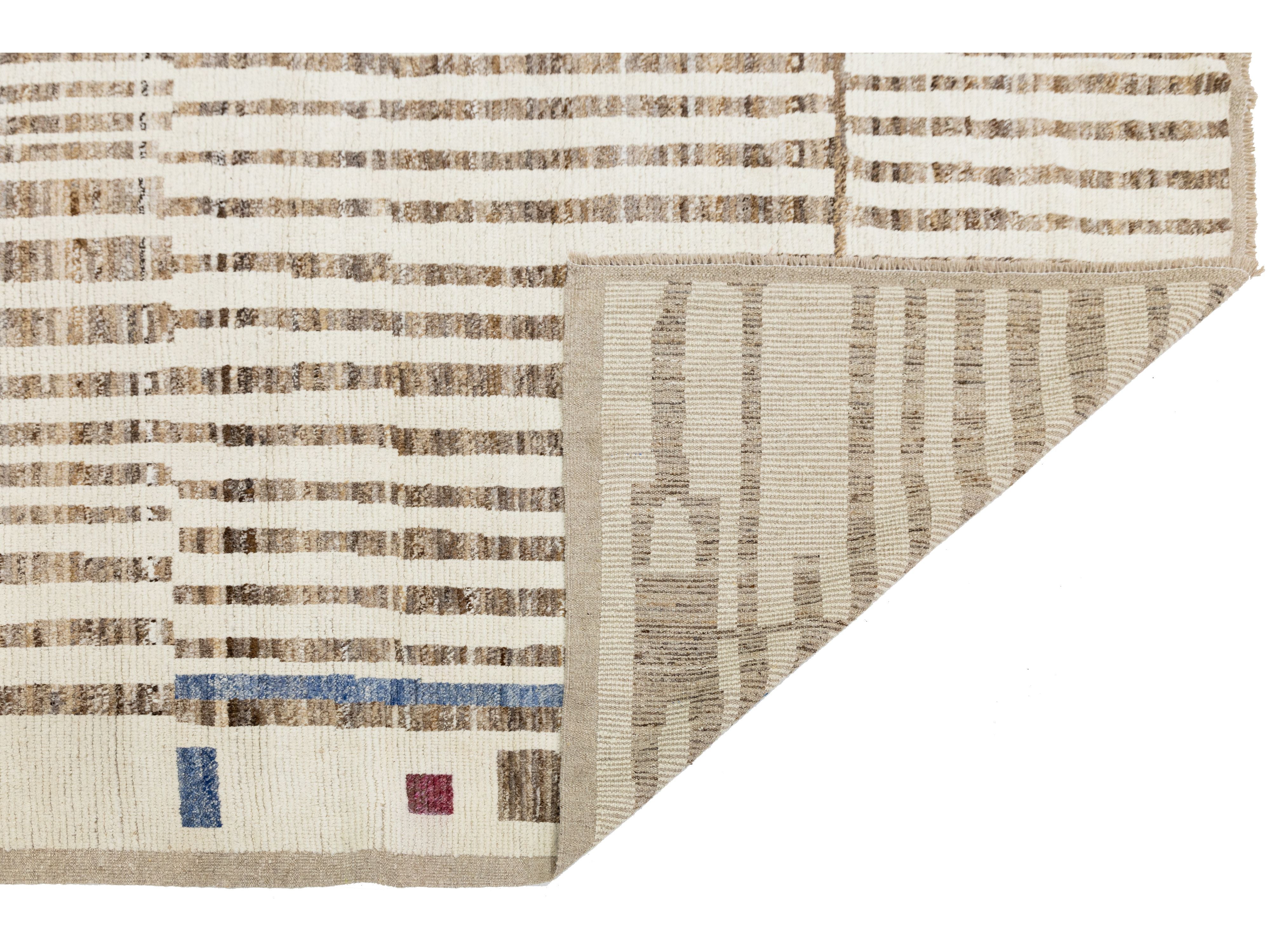 Modern Moroccan Wool Rug 9 X 12