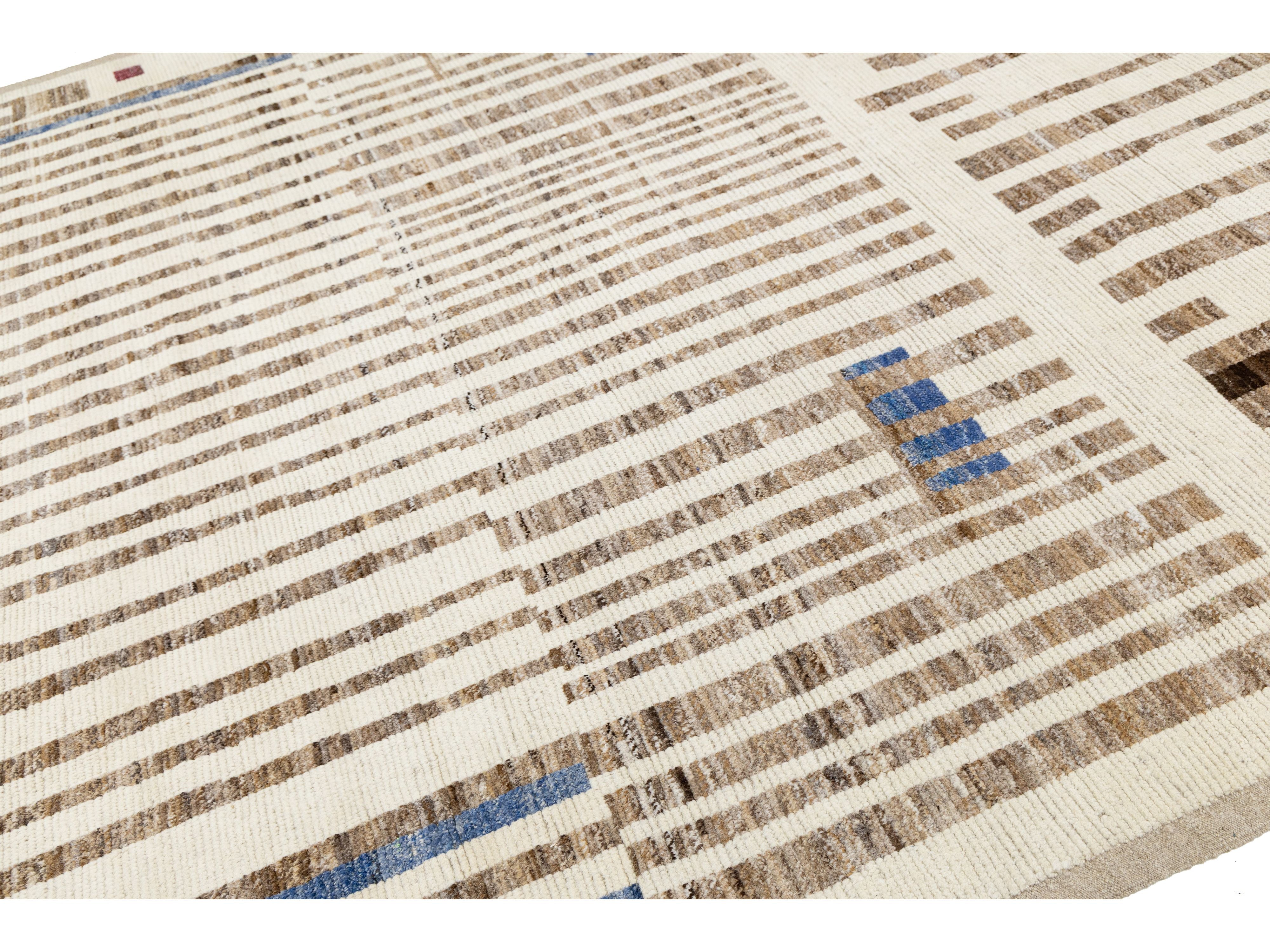 Modern Moroccan Wool Rug 9 X 12