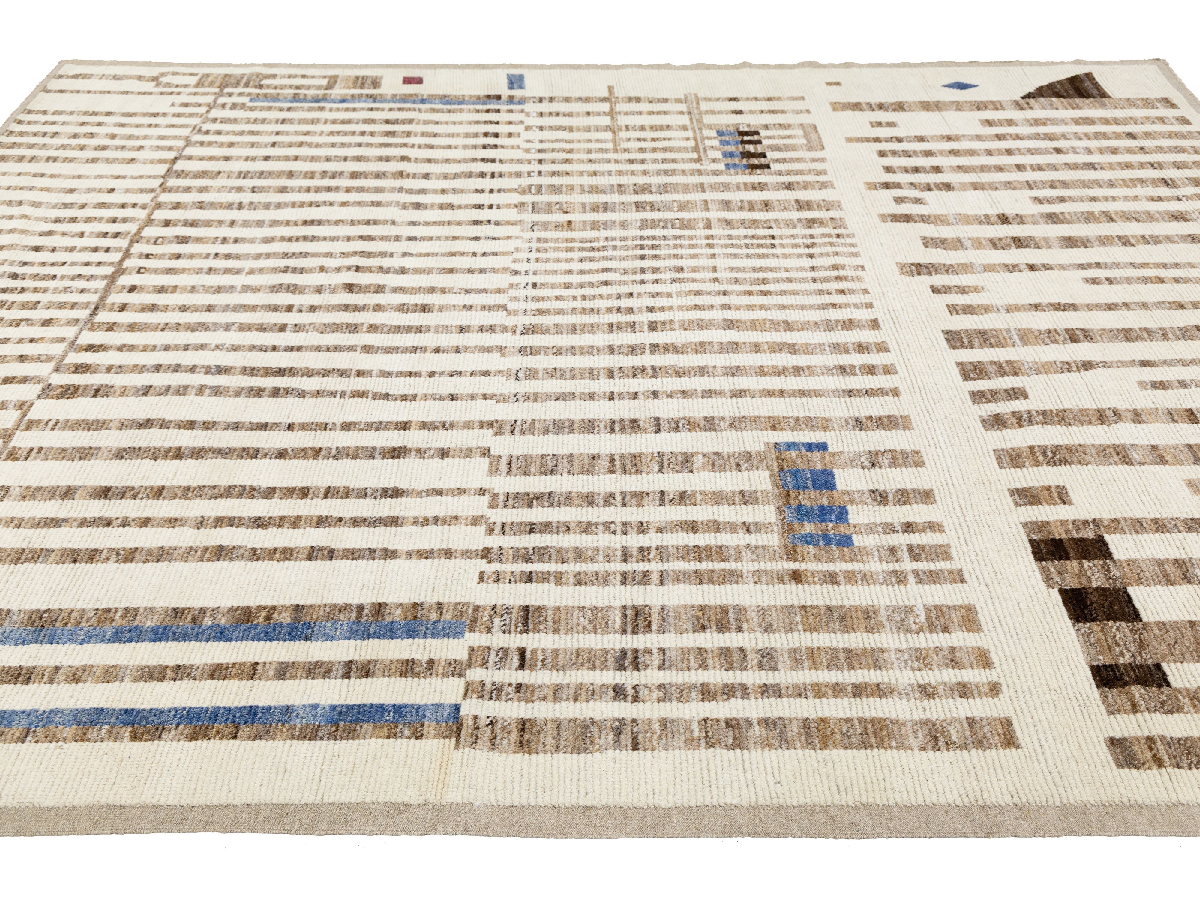 Modern Moroccan Wool Rug 9 X 12