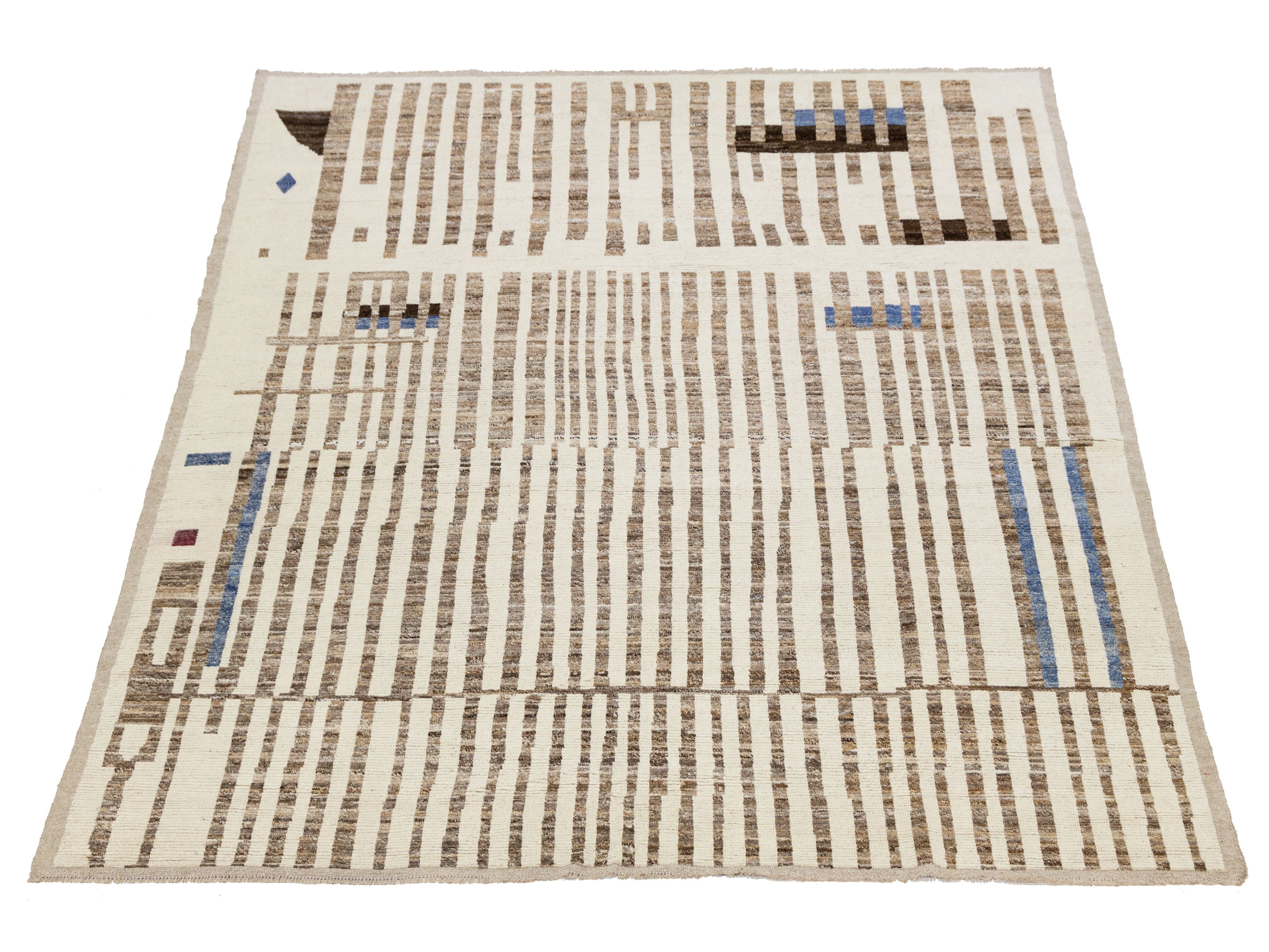 Modern Moroccan Wool Rug 9 X 12