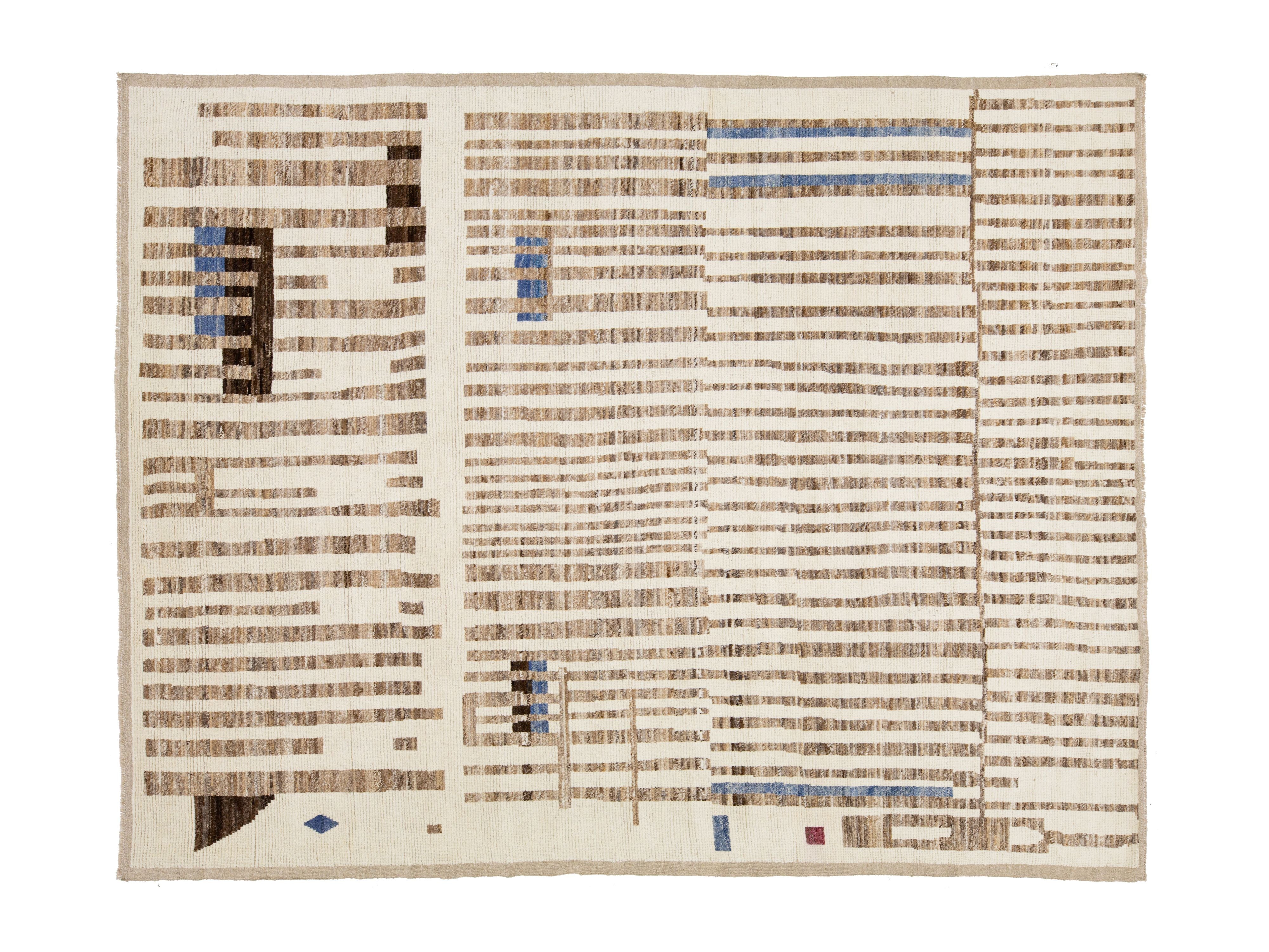 Modern Moroccan Wool Rug 9 X 12