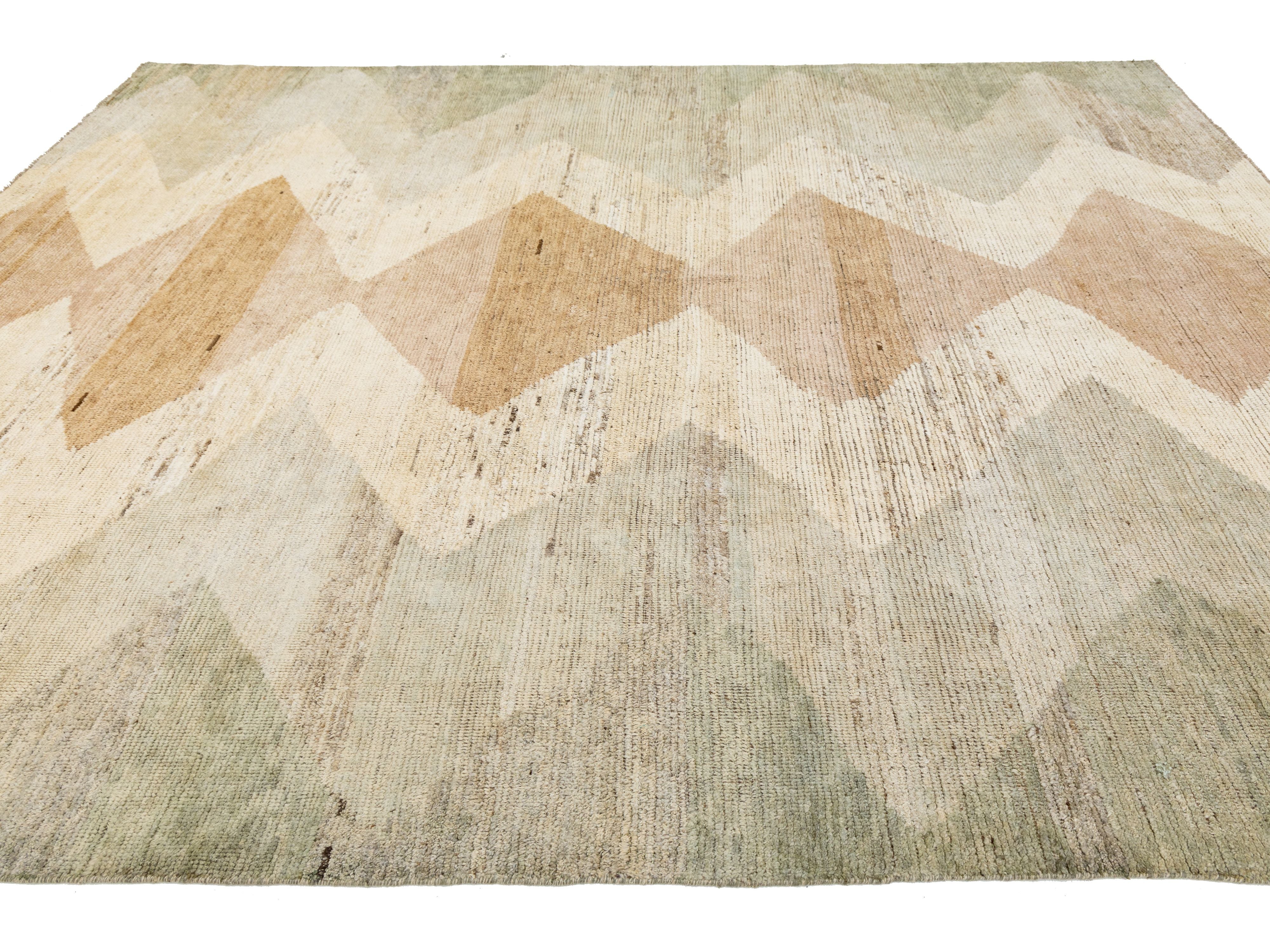 Modern Moroccan Wool Rug 9 X 12