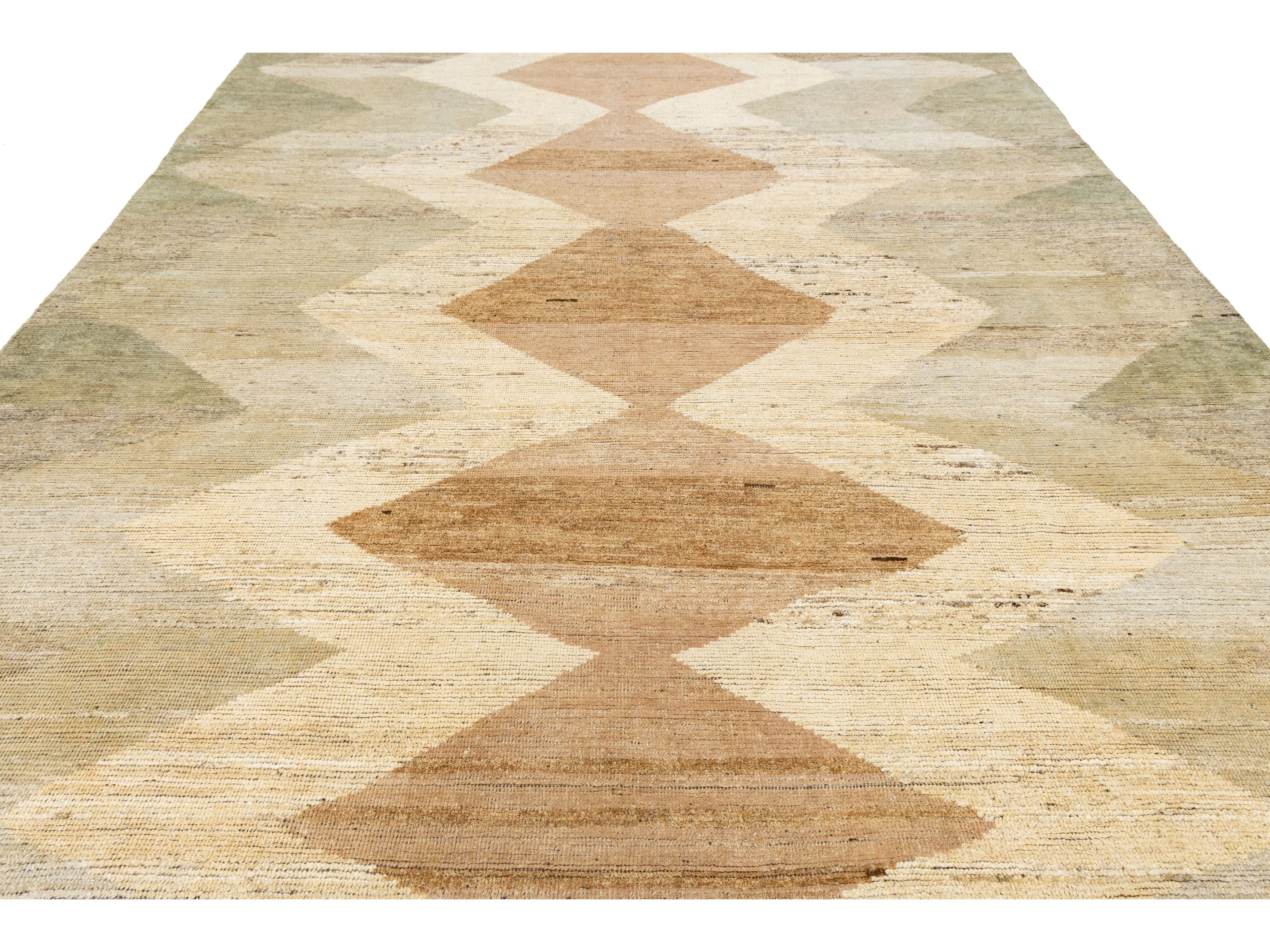 Modern Moroccan Wool Rug 9 X 12