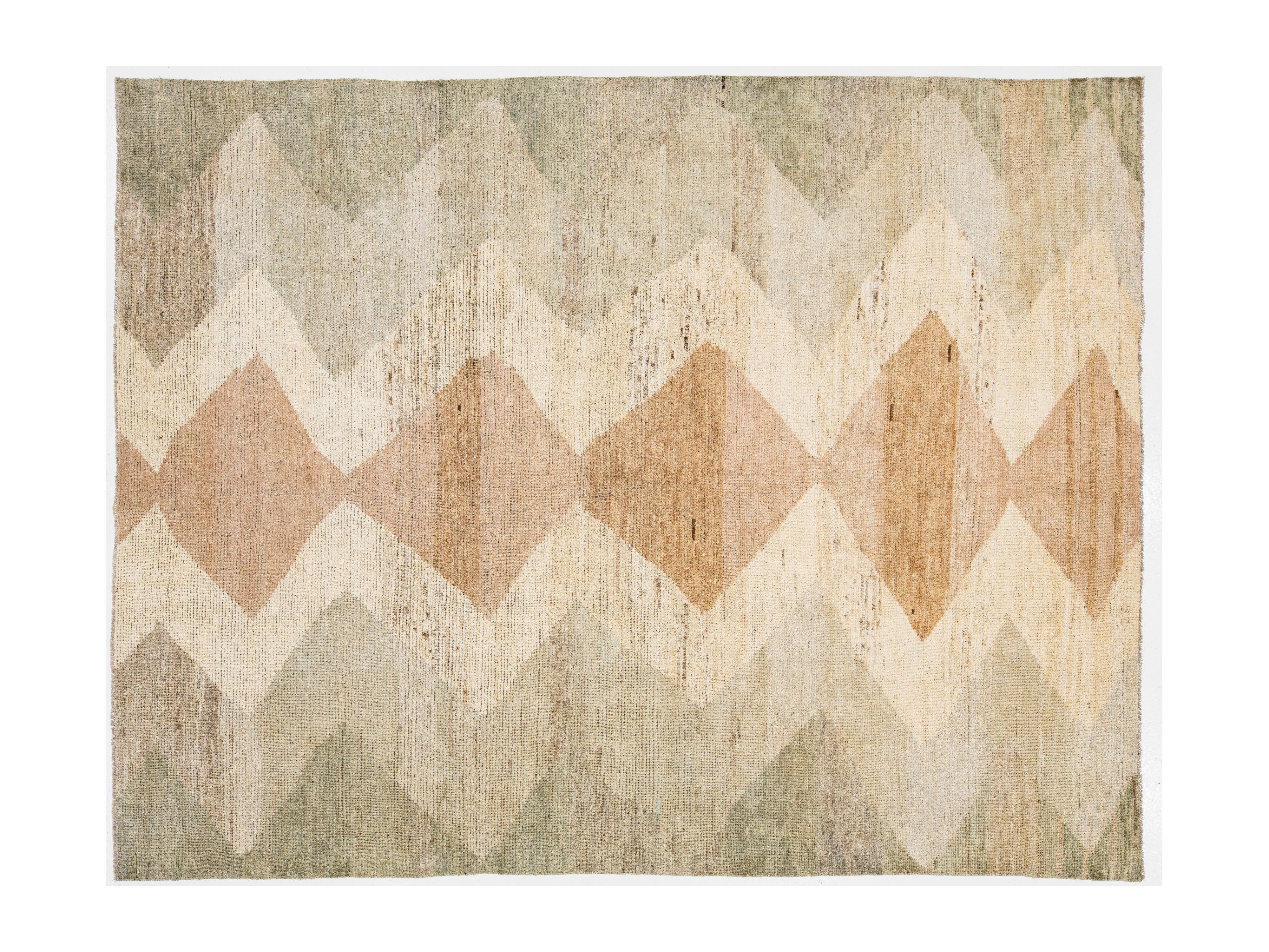 Modern Moroccan Wool Rug 9 X 12