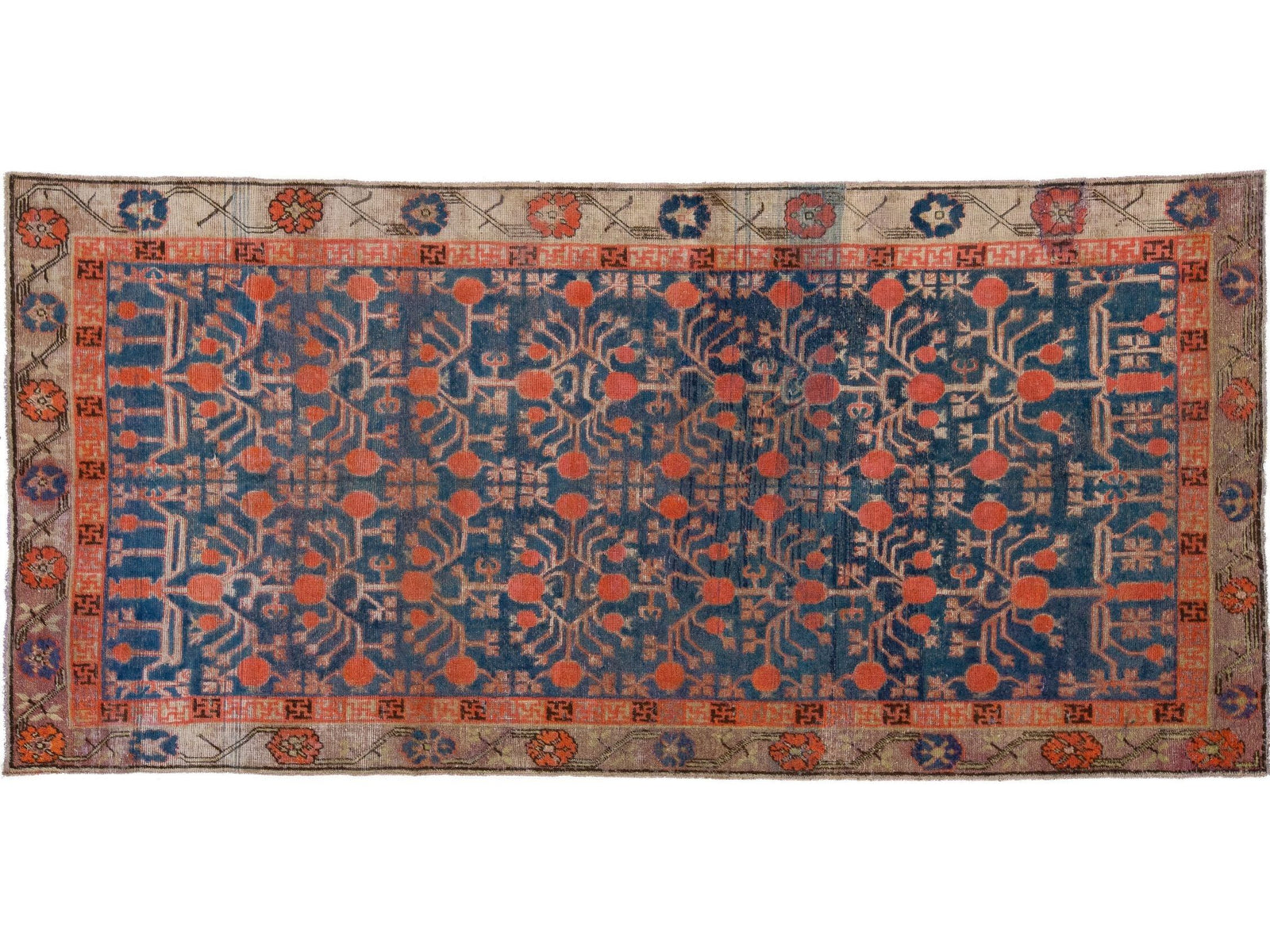 Antique Samarkand Wool Rug 5 X 10