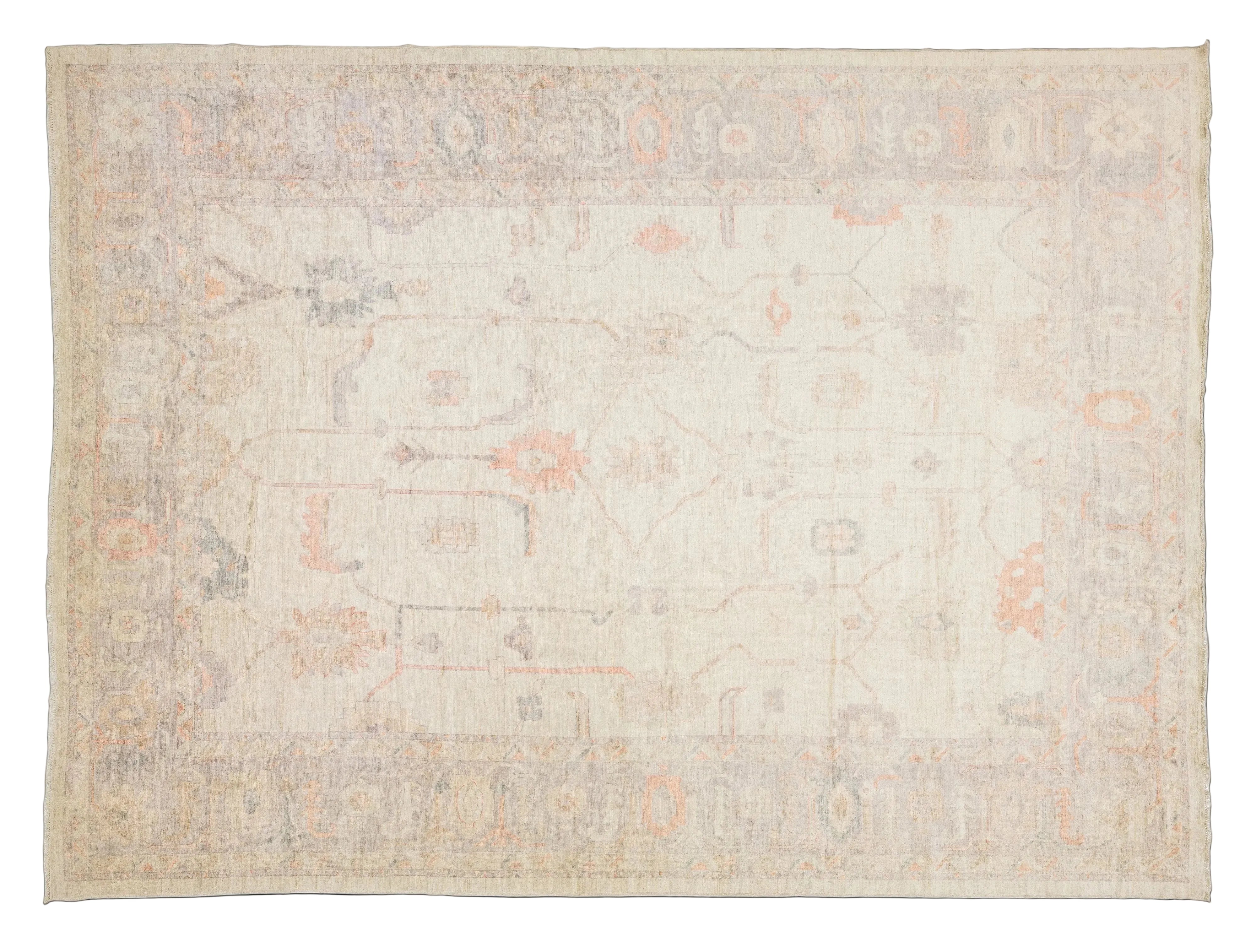 Modern Oushak Wool Rug 13 X 17