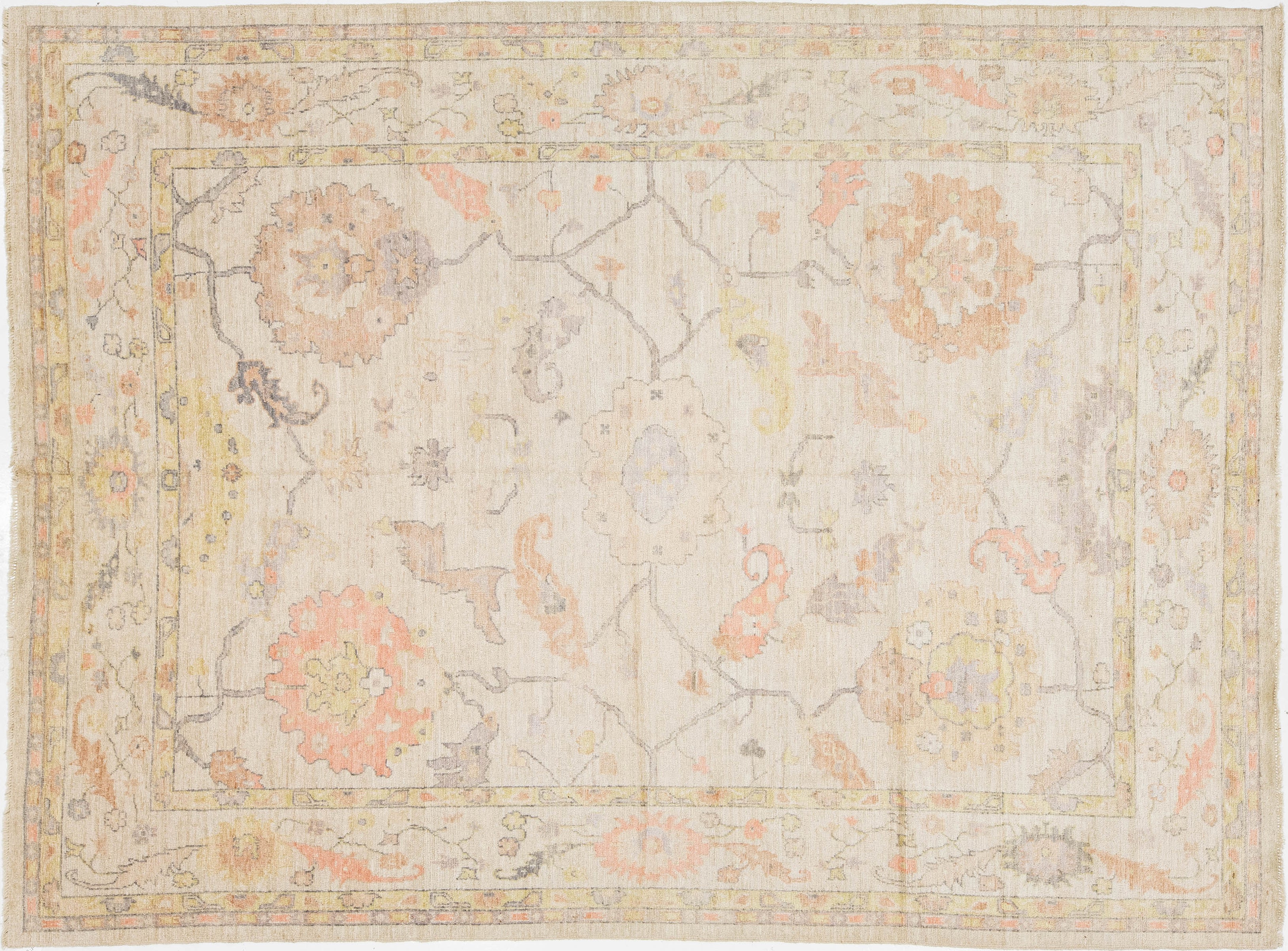 Modern Oushak Wool Rug 9 X 12