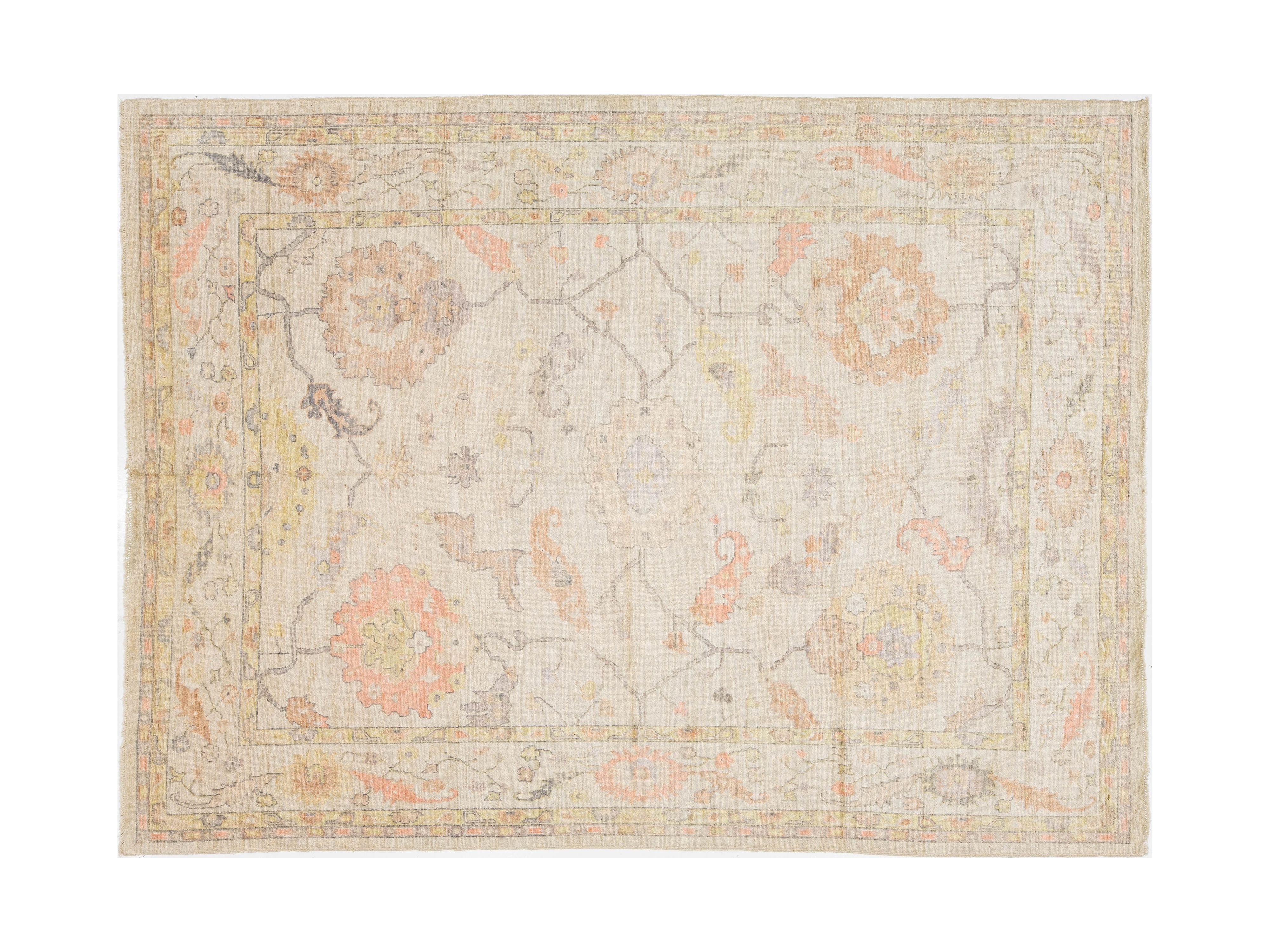 Modern Oushak Wool Rug 9 X 12