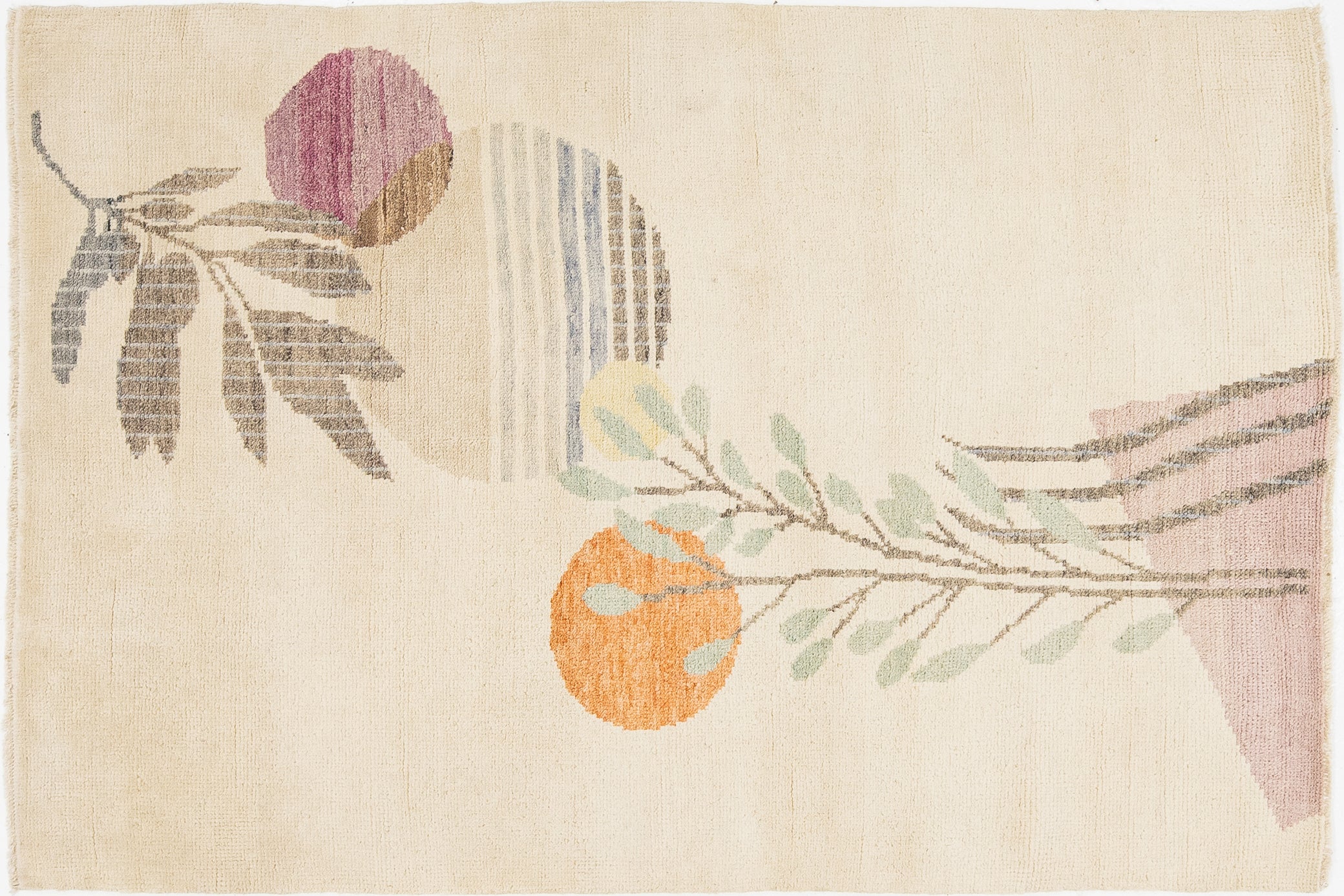 Modern Art Deco Wool Rug 4 X 6