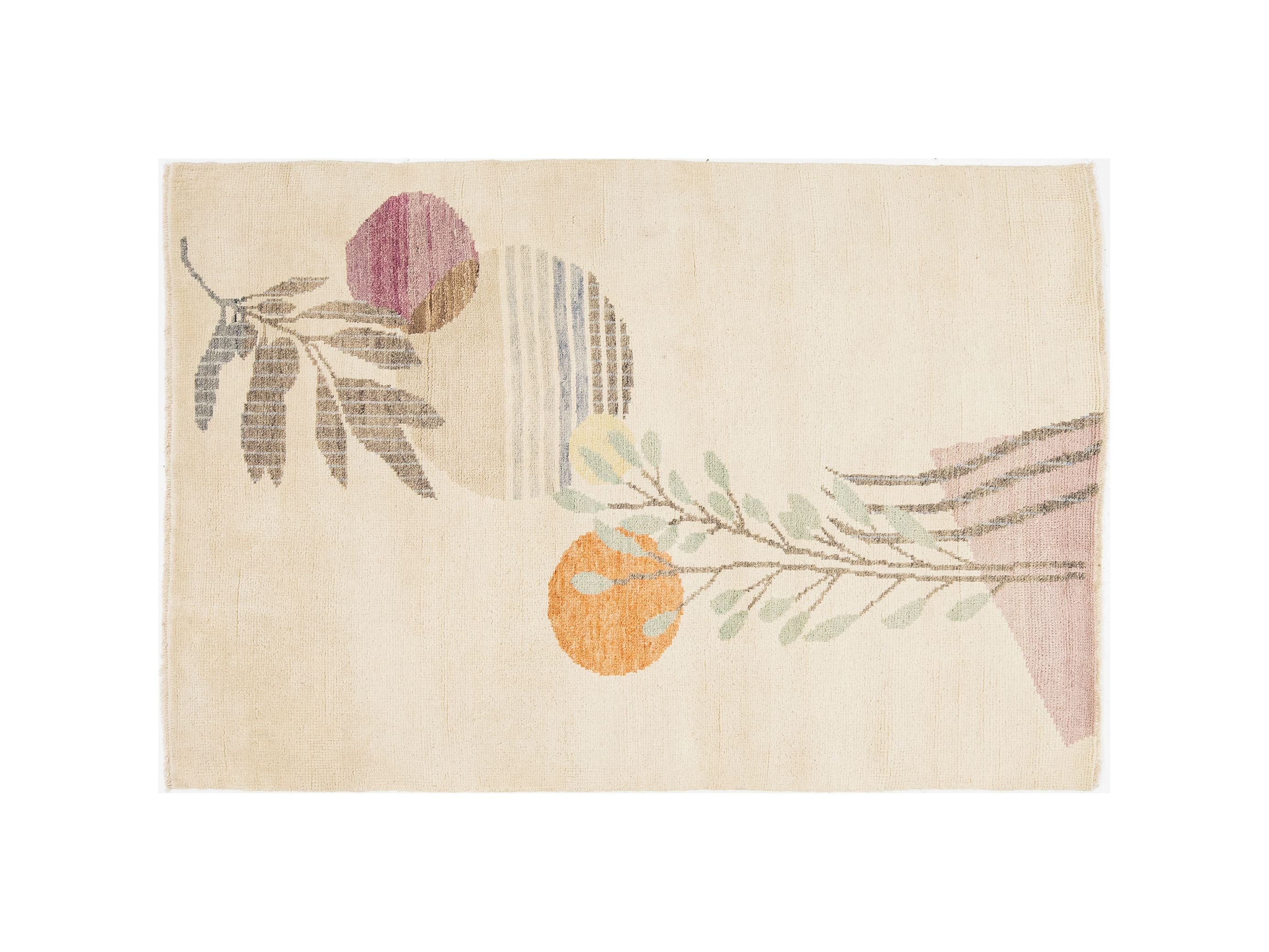 Modern Art Deco Wool Rug 4 X 6