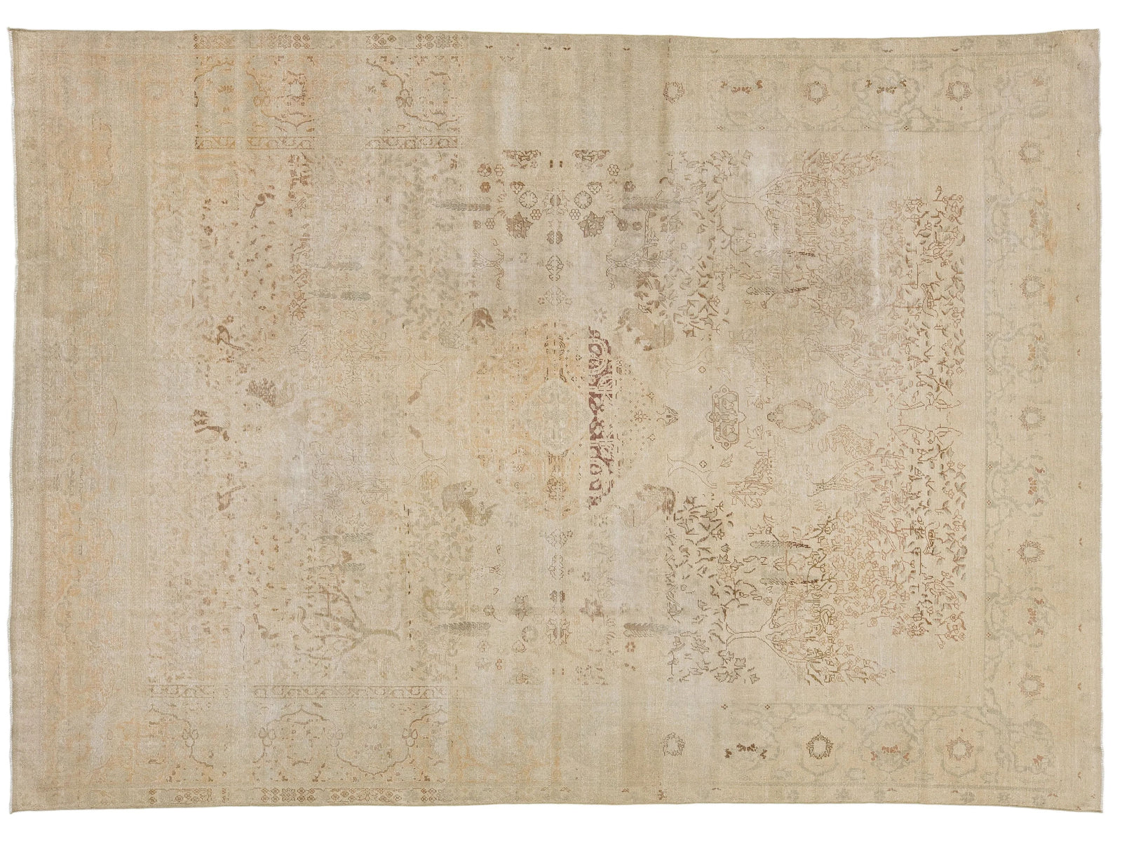 Antique Tabriz Wool Rug 9 X 13