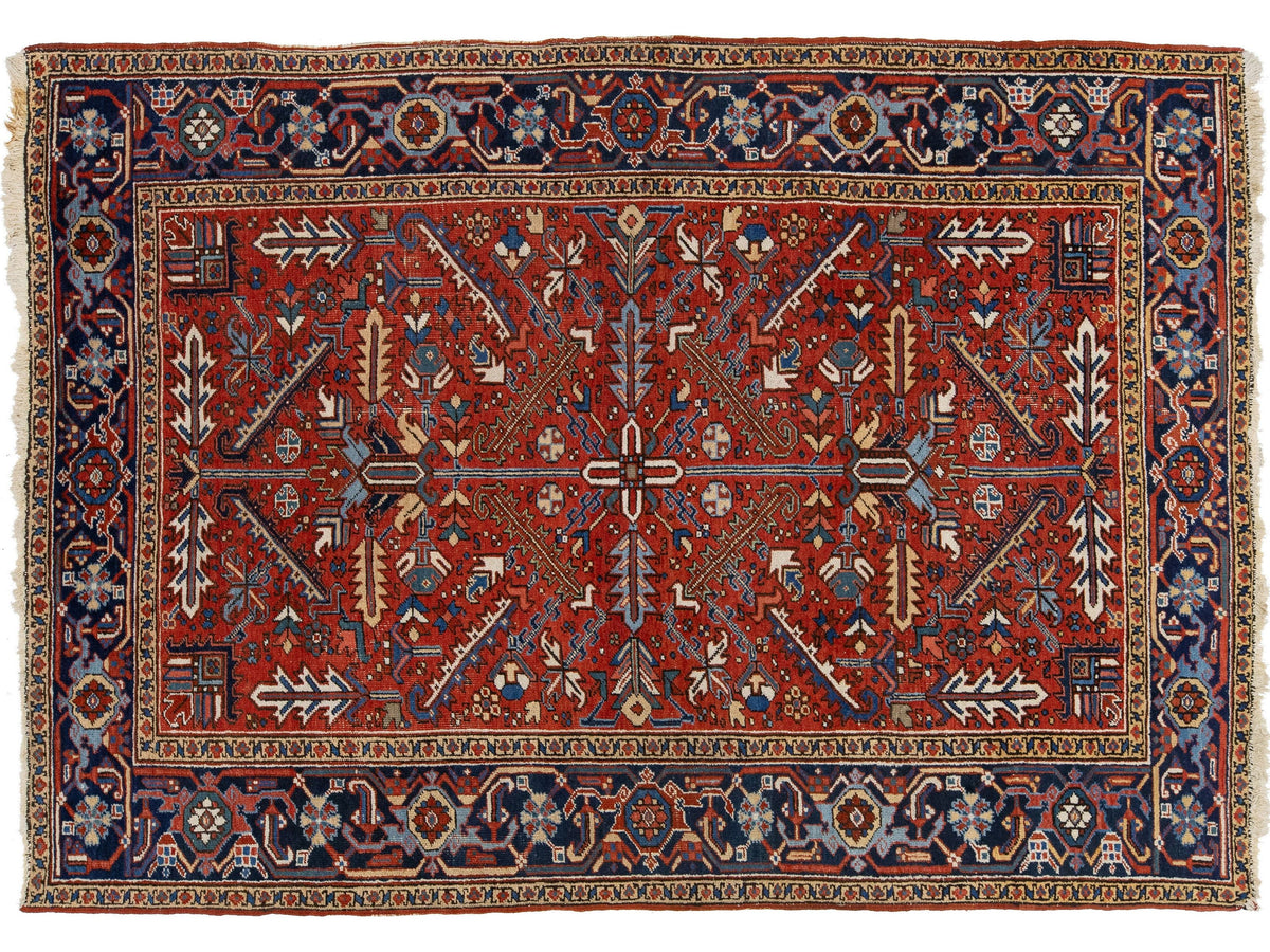 Antique Heriz Wool Rug 6 X 9