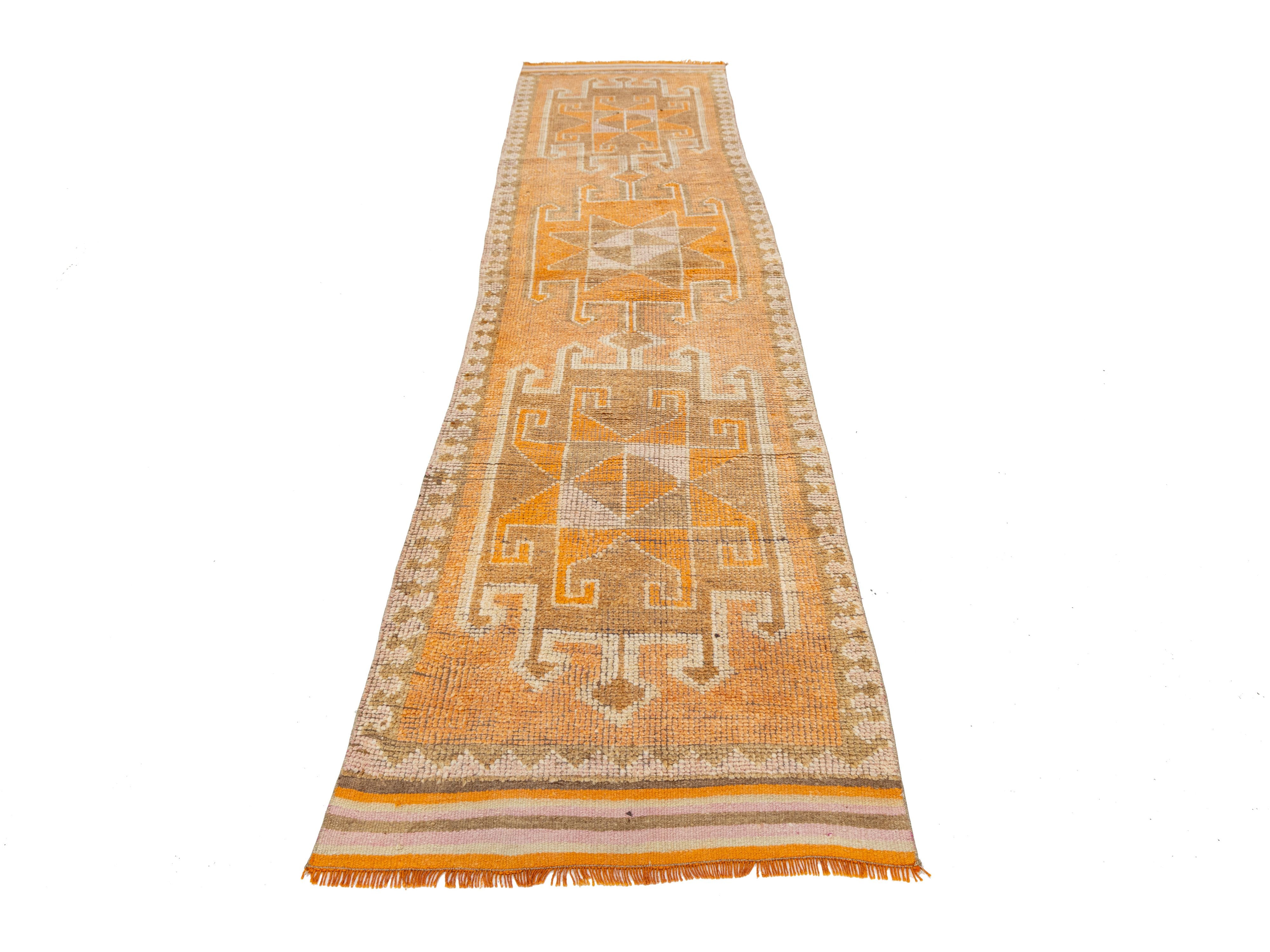 Vintage Turkish Wool Runner Rug 3 X 11