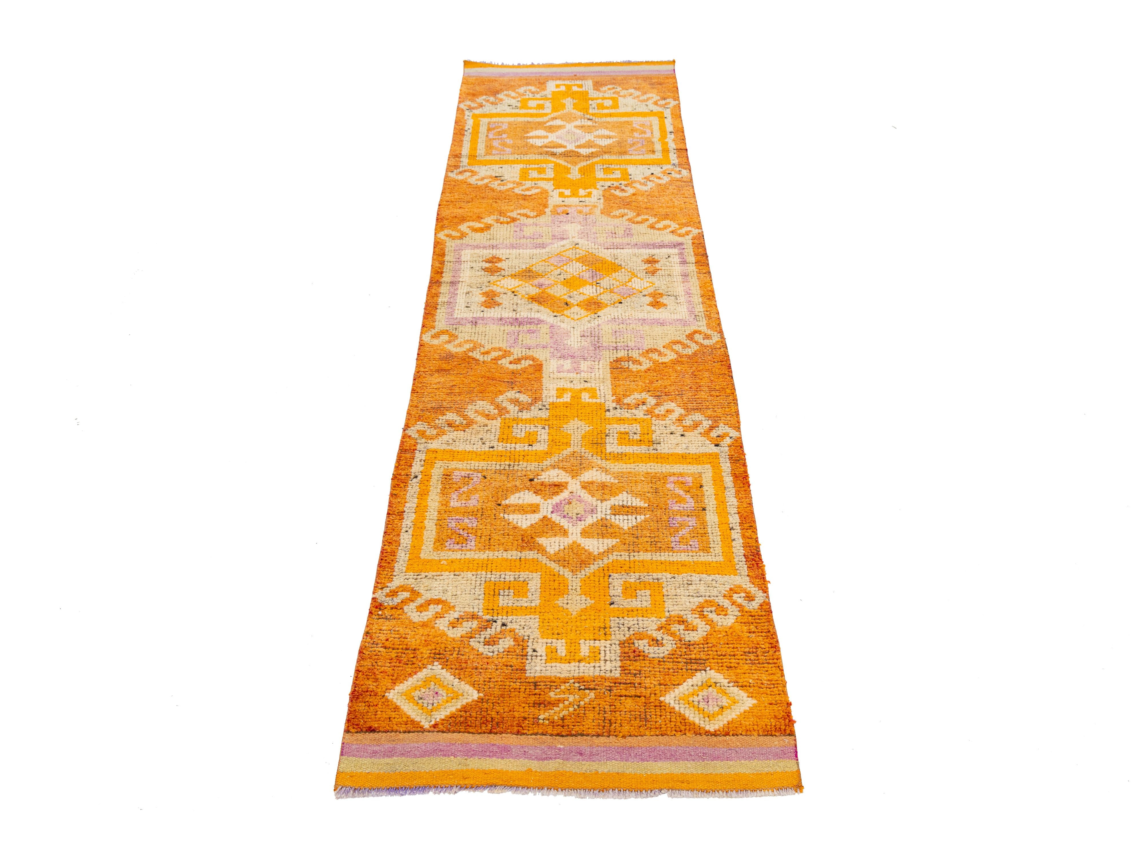 Vintage Turkish Wool Runner Rug 3 X 12