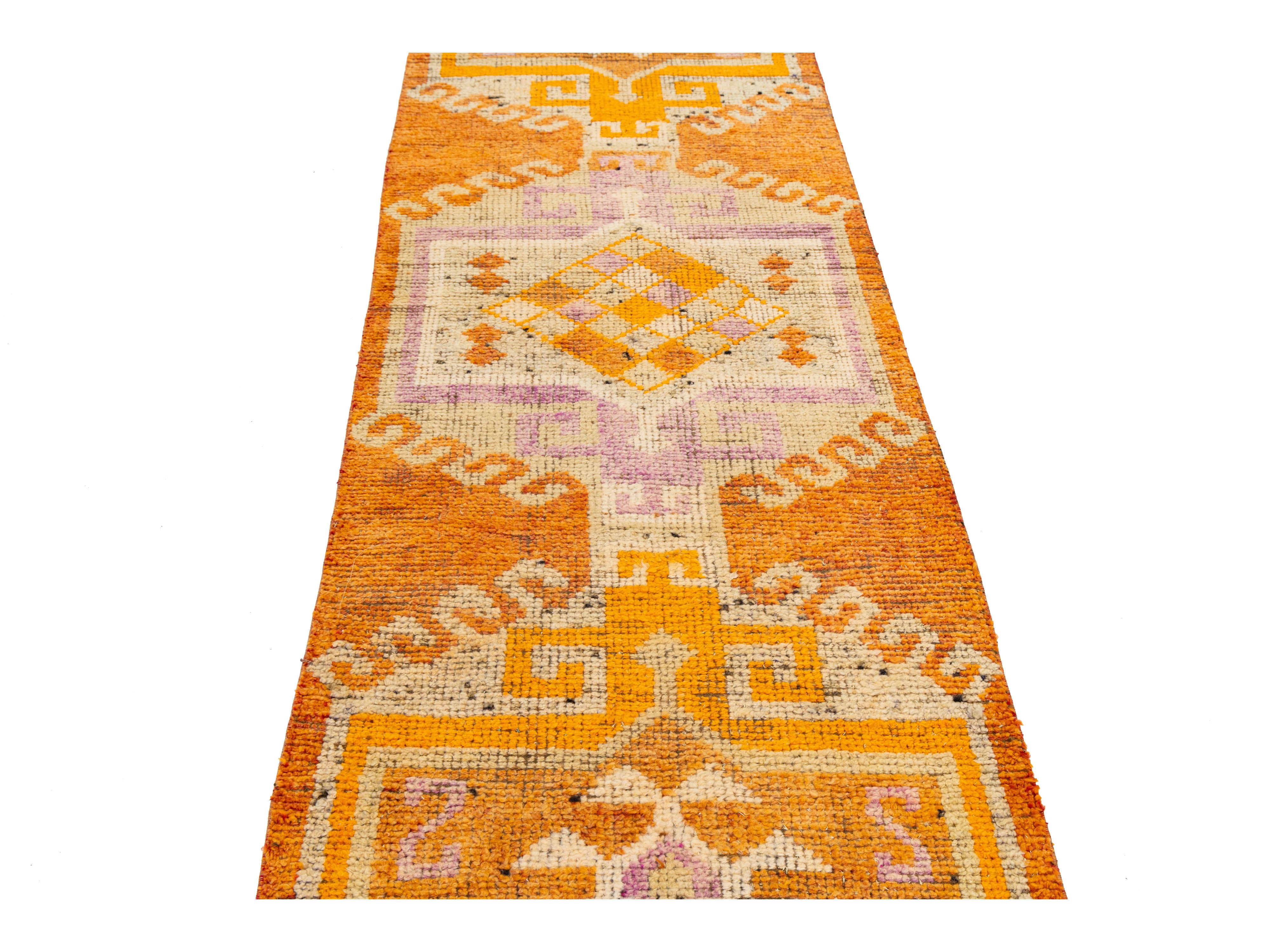 Vintage Turkish Wool Runner Rug 3 X 12