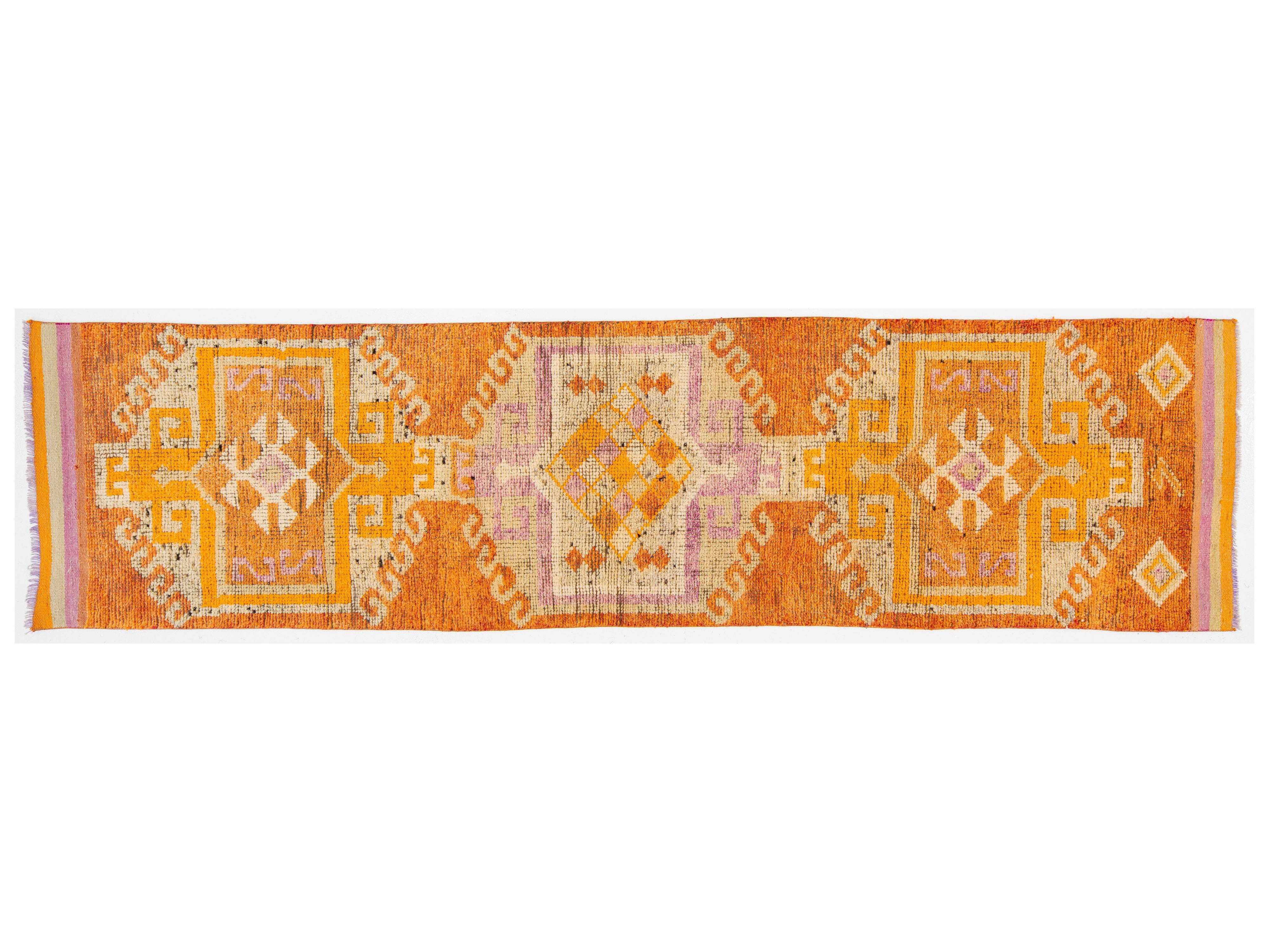 Vintage Turkish Wool Runner Rug 3 X 12