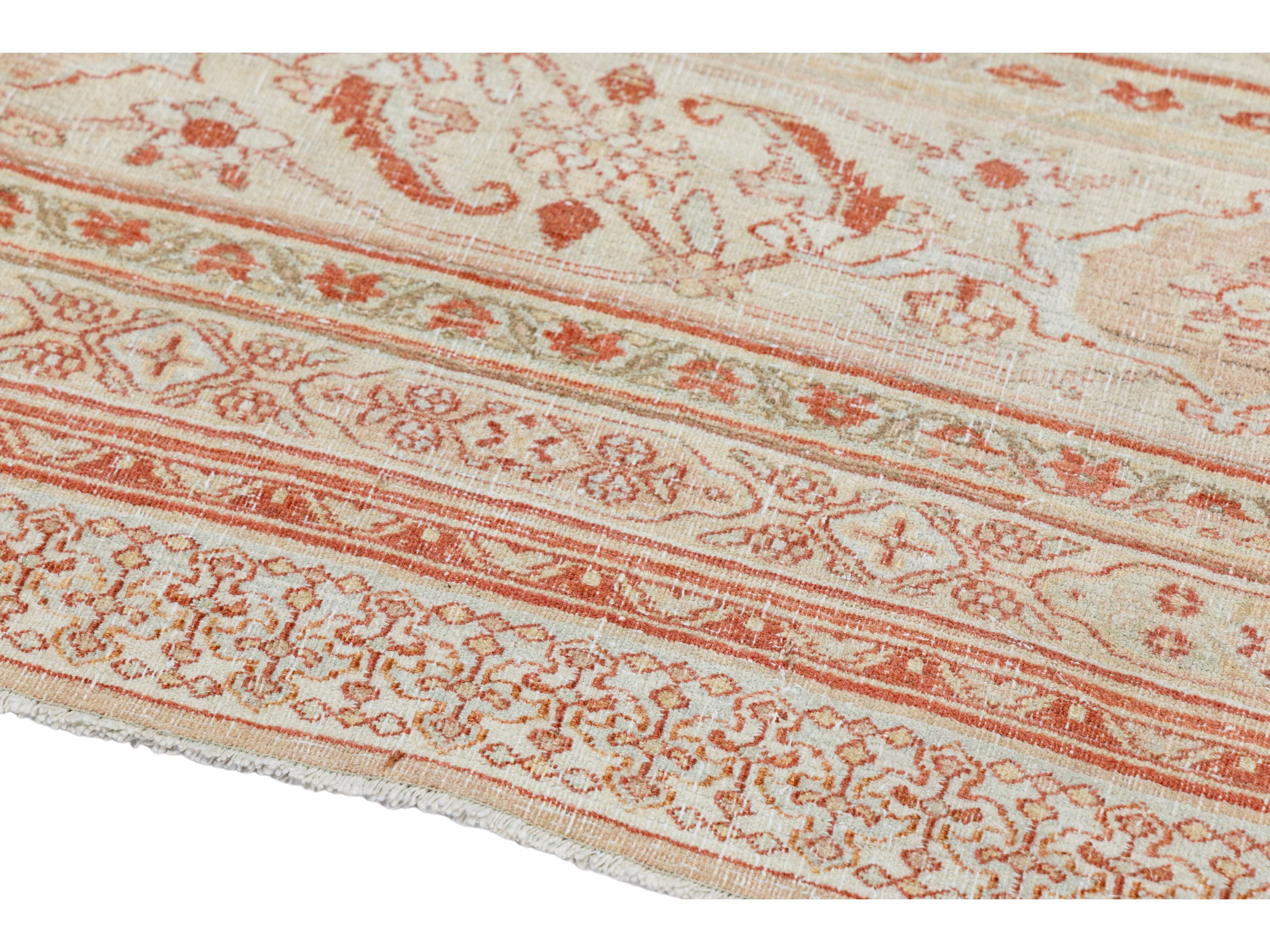 Antique Tabriz Wool Rug 12 X 13