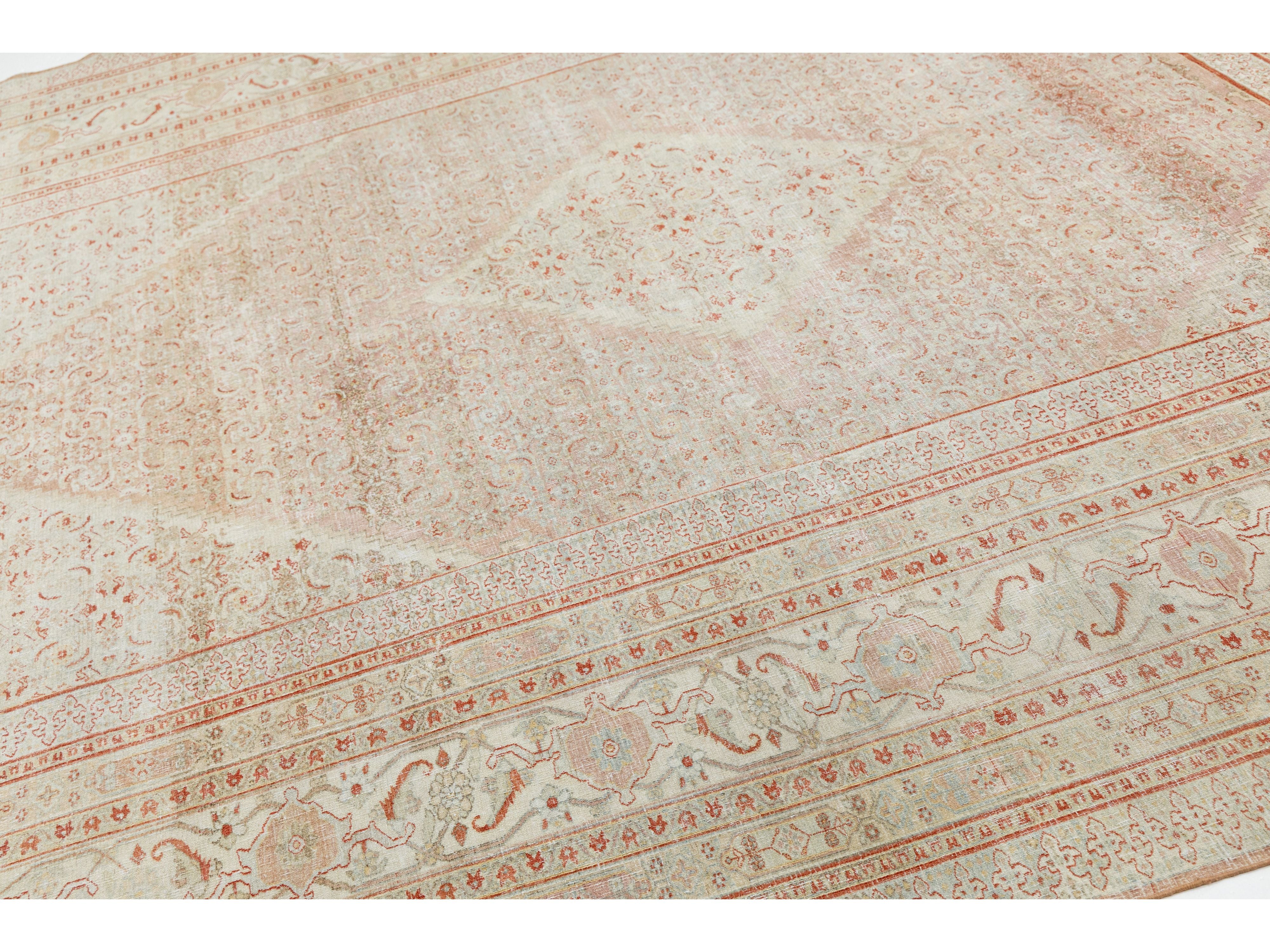 Antique Tabriz Wool Rug 12 X 13