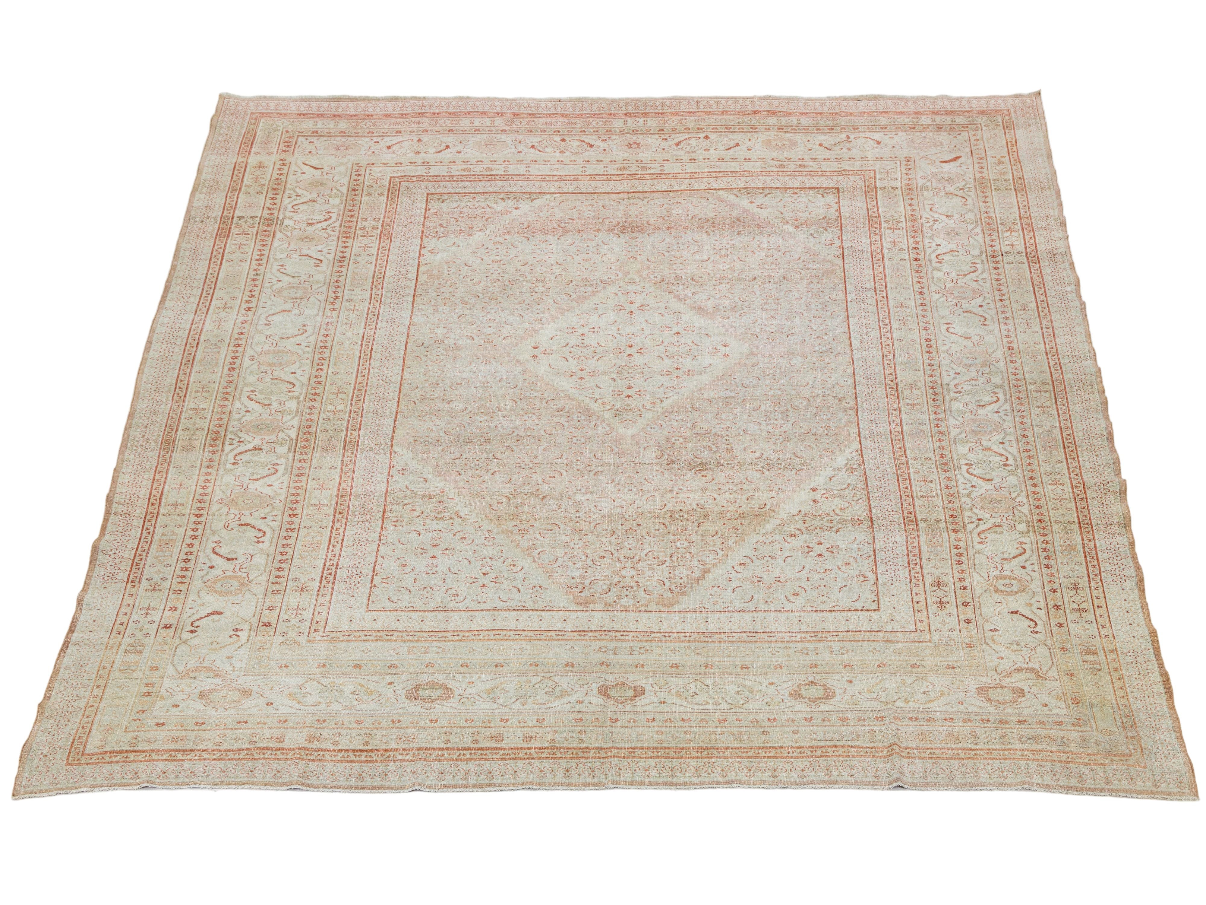Antique Tabriz Wool Rug 12 X 13
