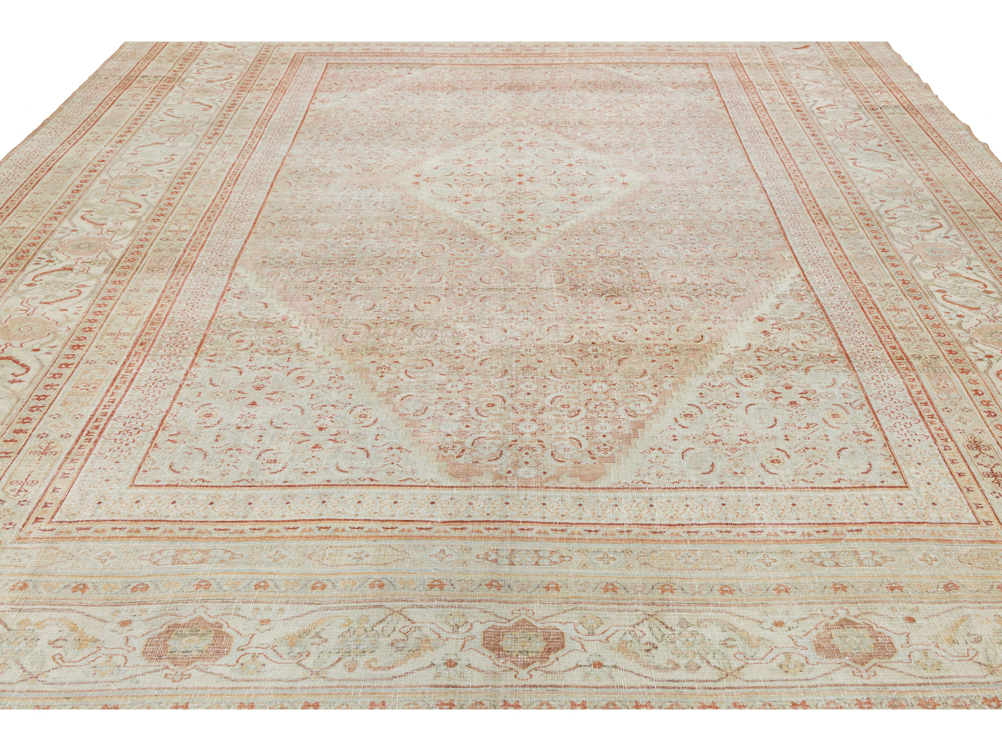 Antique Tabriz Wool Rug 12 X 13