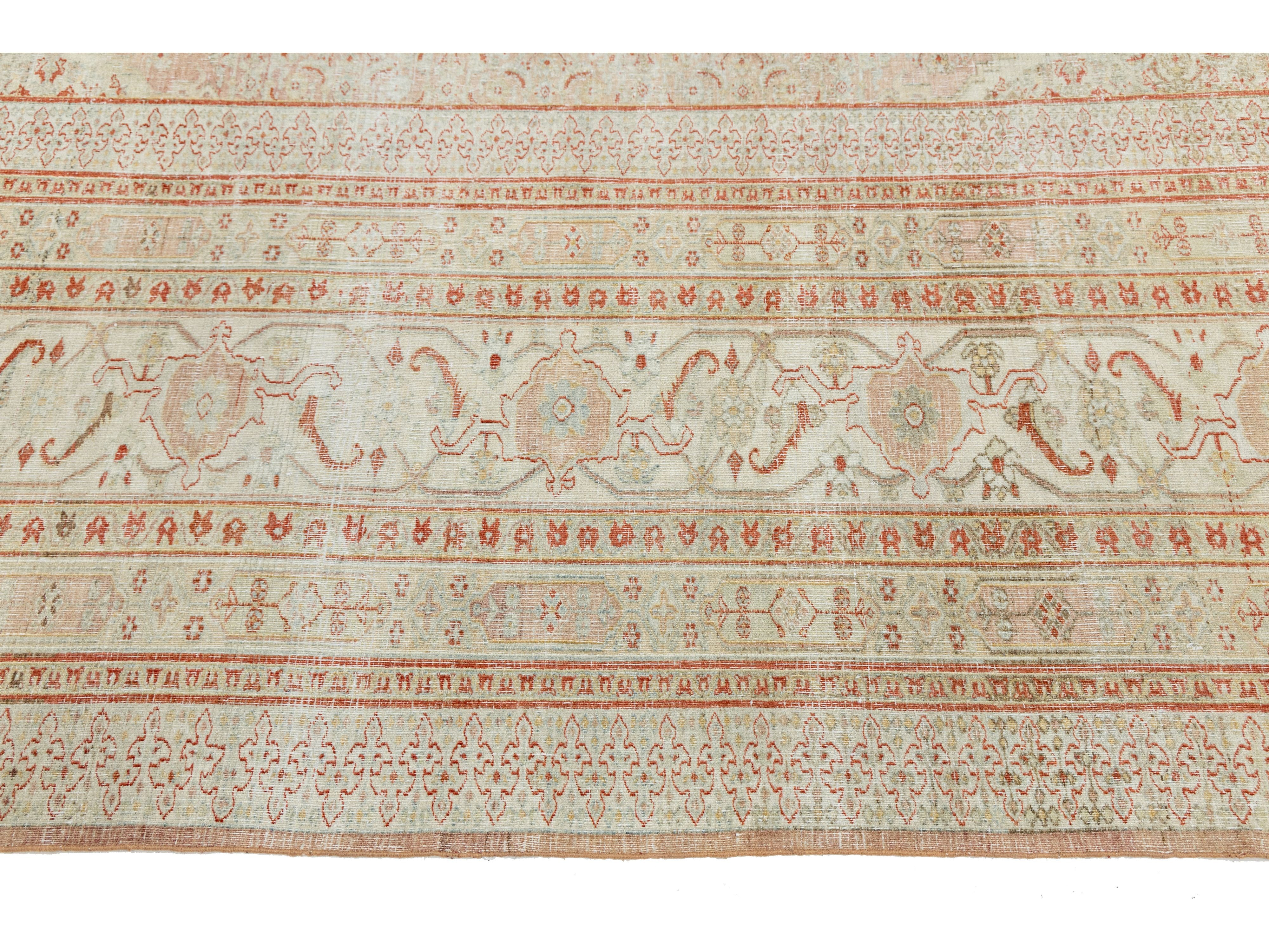 Antique Tabriz Wool Rug 12 X 13