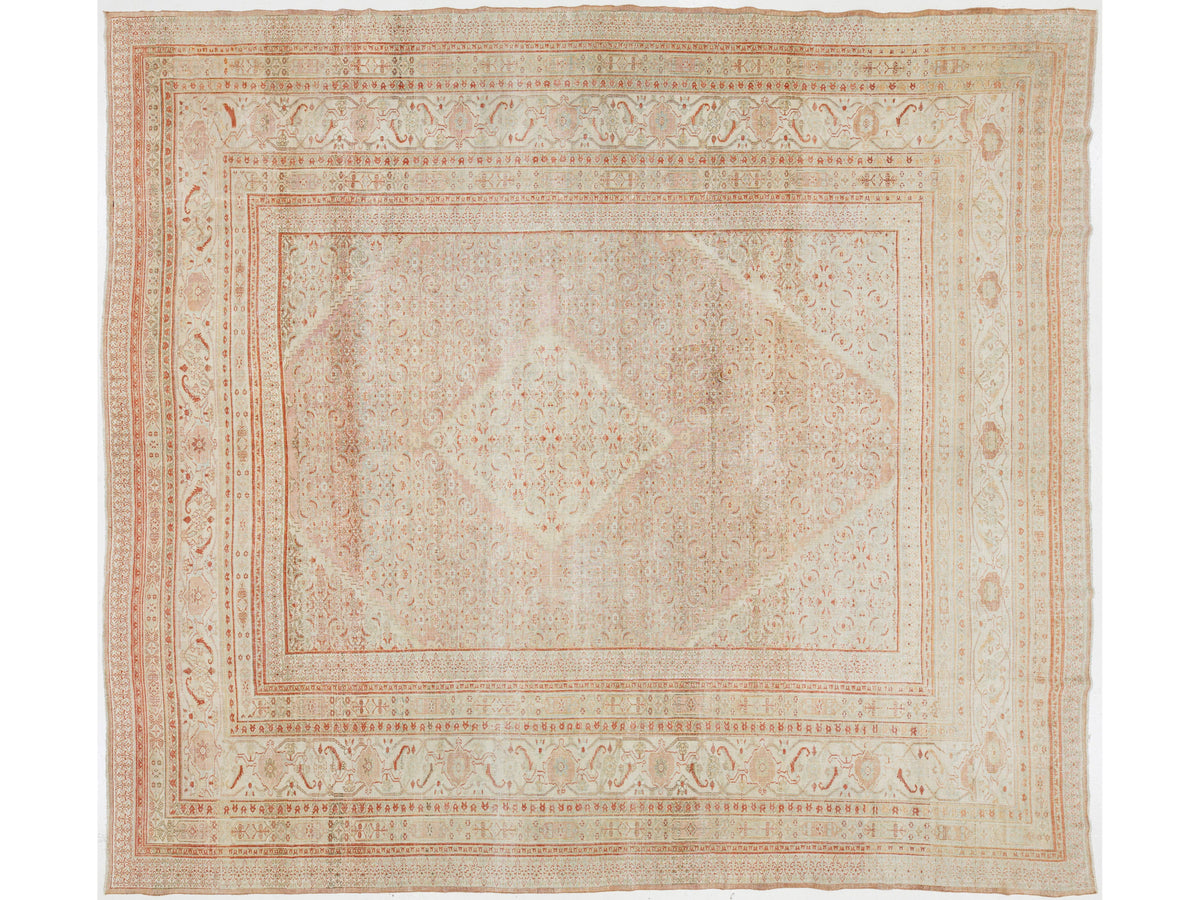 Antique Tabriz Wool Rug 12 X 13