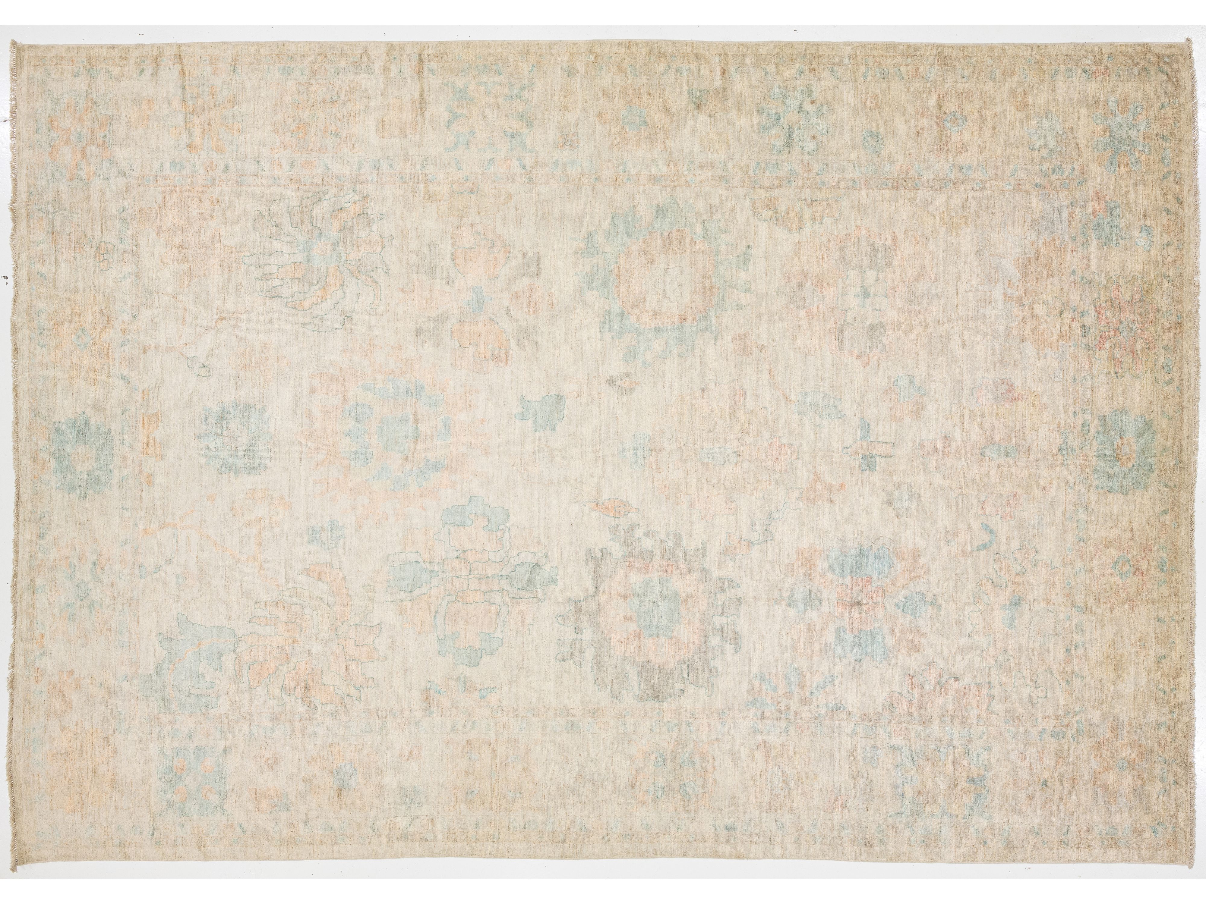Modern Oushak Wool Rug 12 X 17