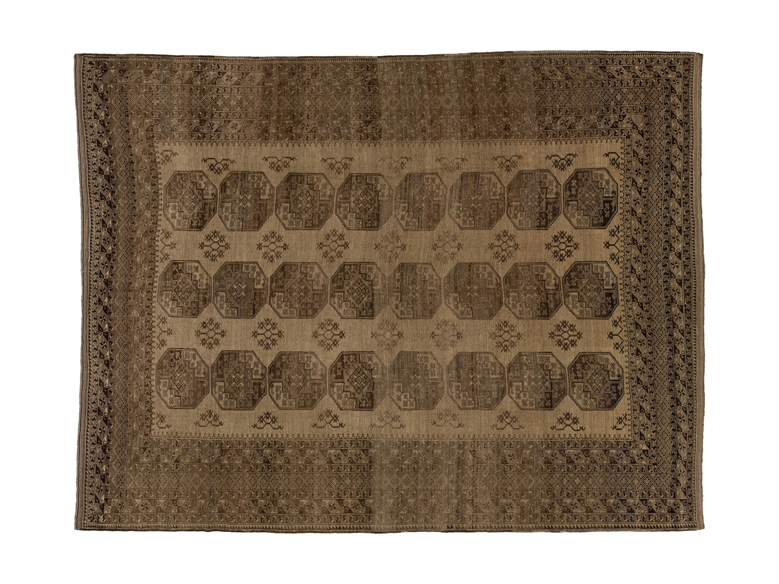 Antique Turkmen Wool Rug 11 X 15