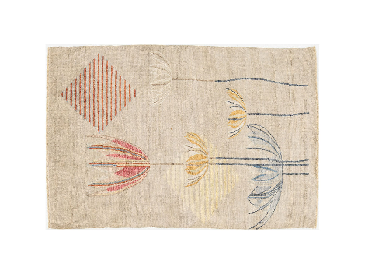 Modern Art Deco Wool Rug 4 X 6