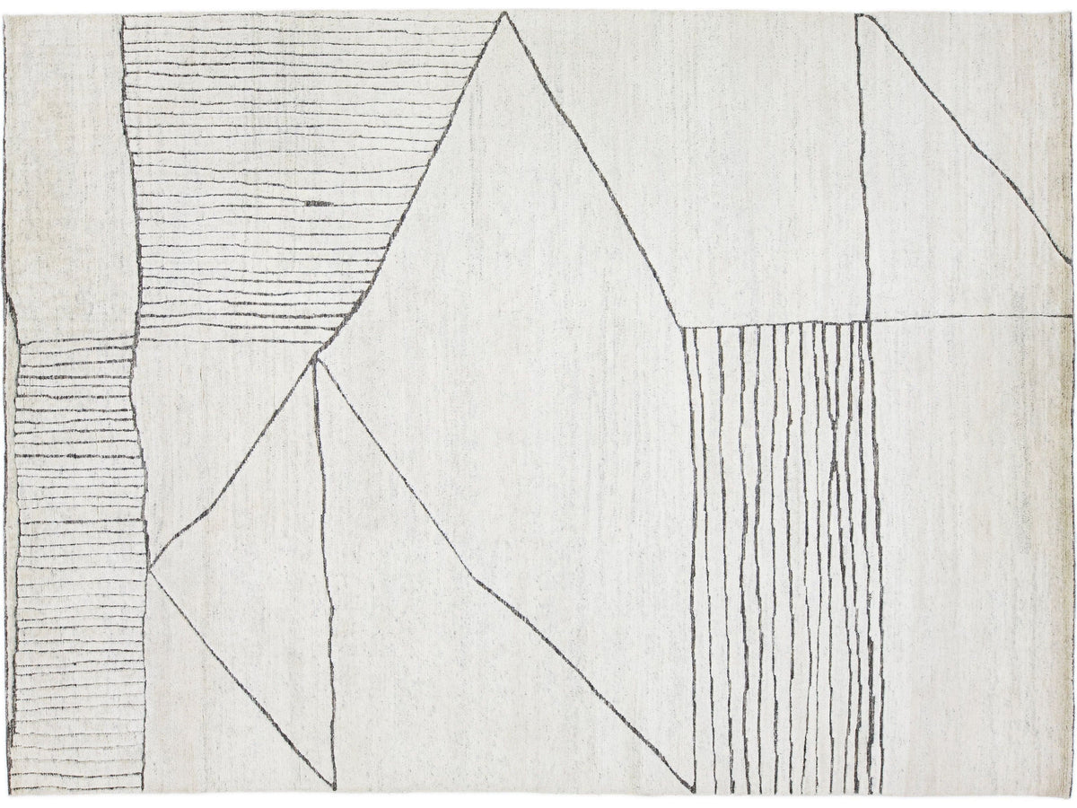 Modern Moroccan Wool Rug 9 X 12