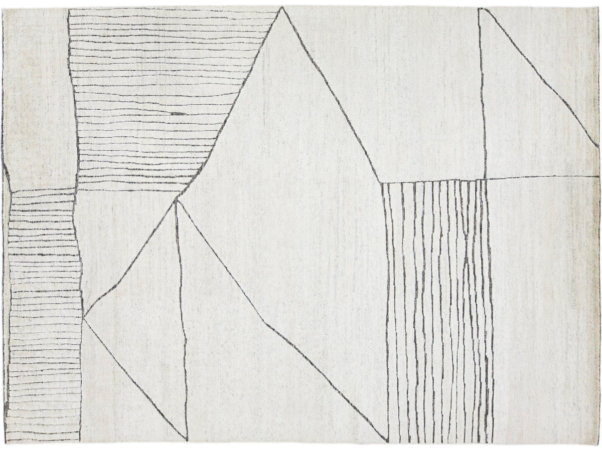 Modern Moroccan Wool Rug 9 X 12
