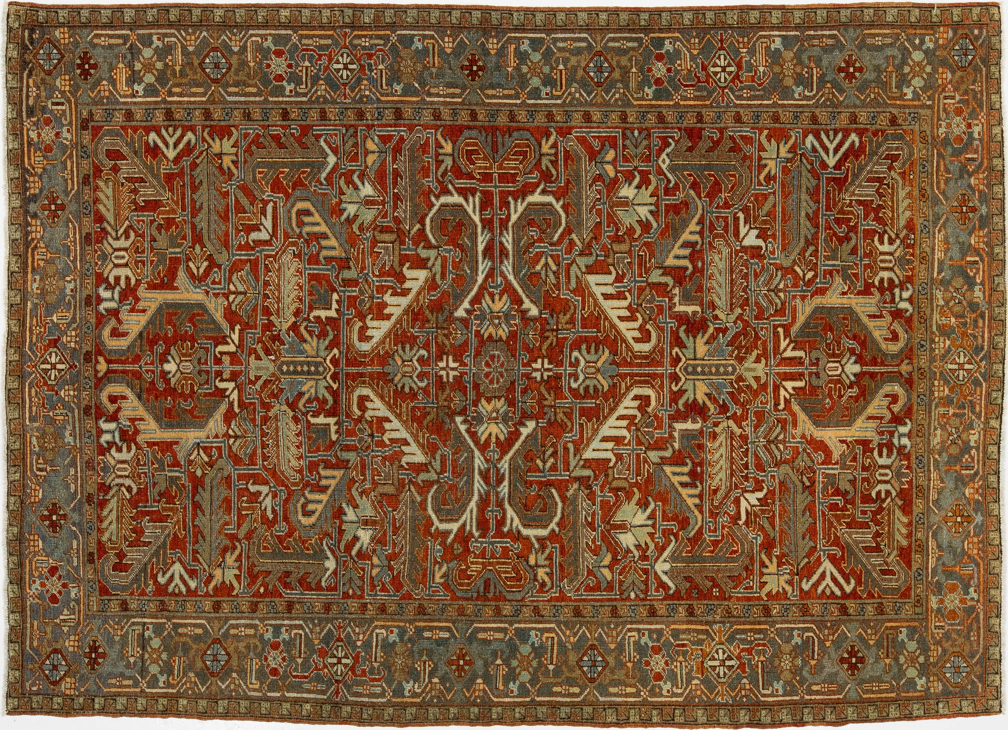 Antique Heriz Wool Rug 6 X 9