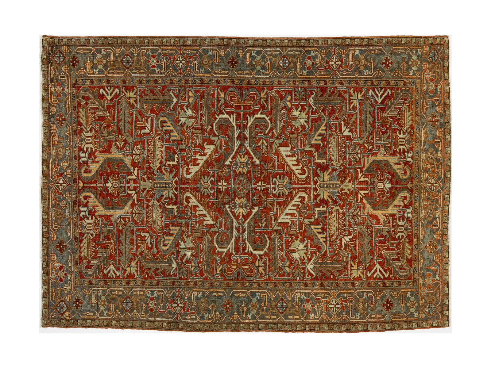 Antique Heriz Wool Rug 6 X 9