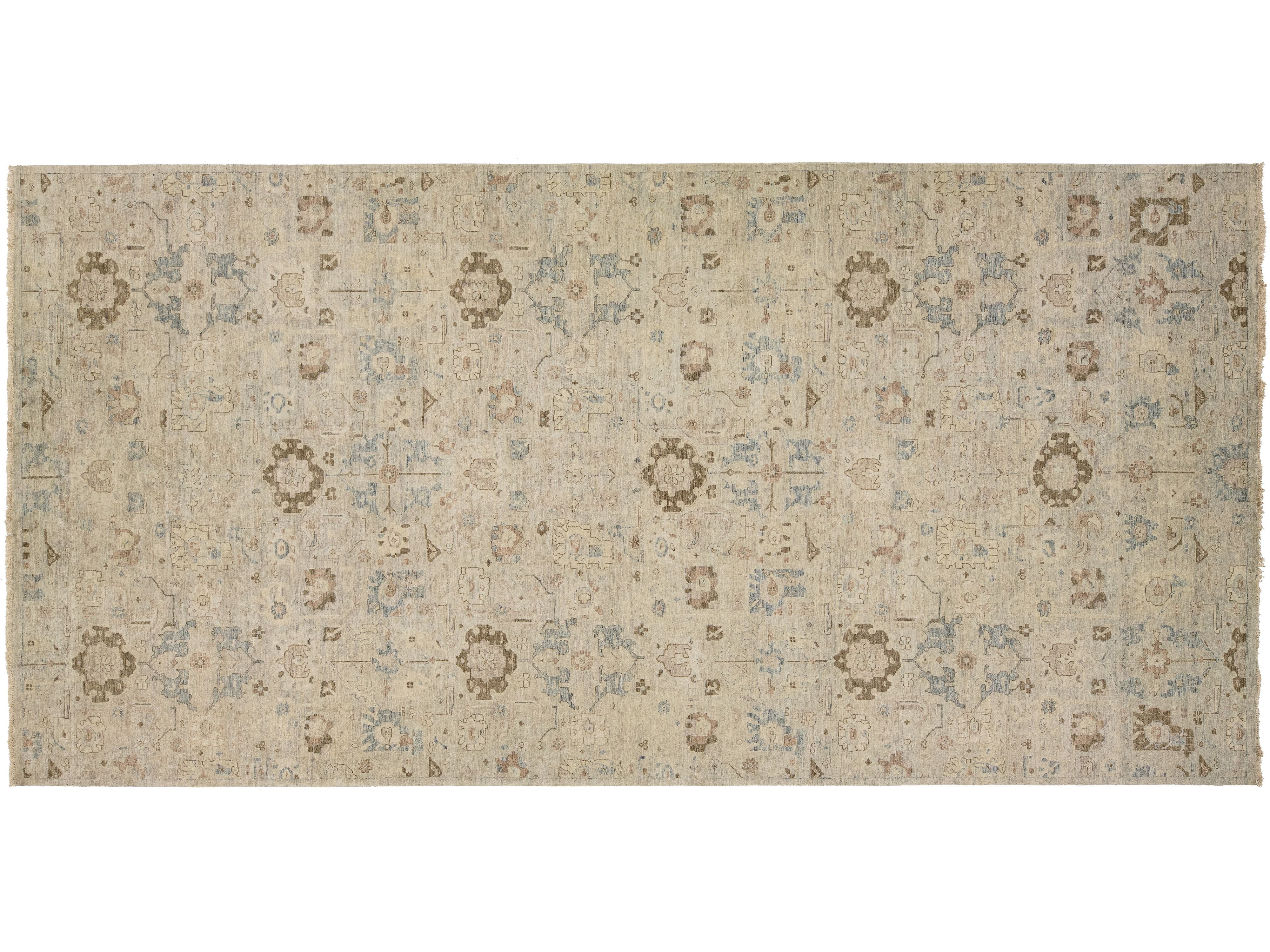 Modern Oushak Wool Rug 10 X 20