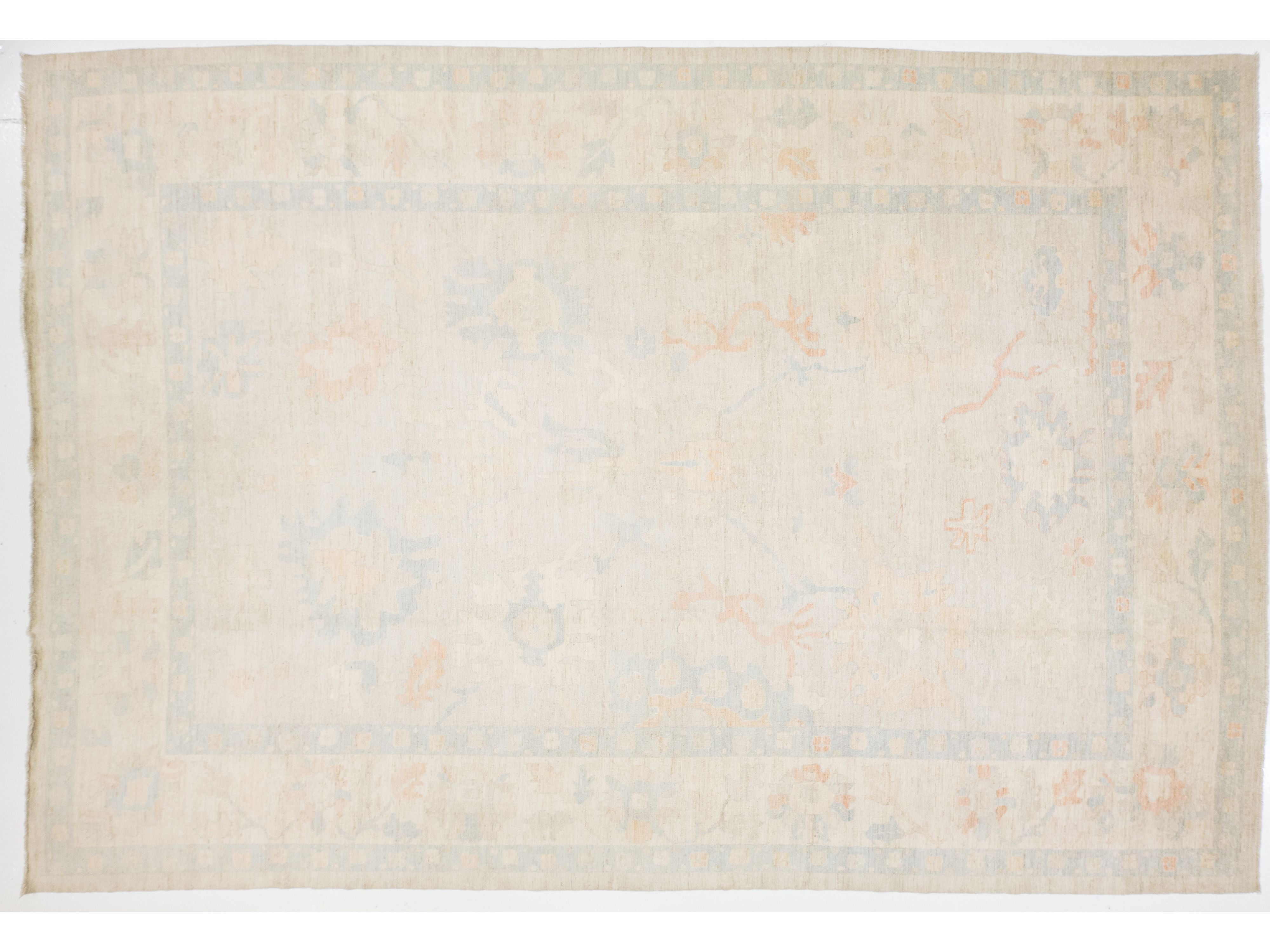 Modern Oushak Wool Rug 12 X 18