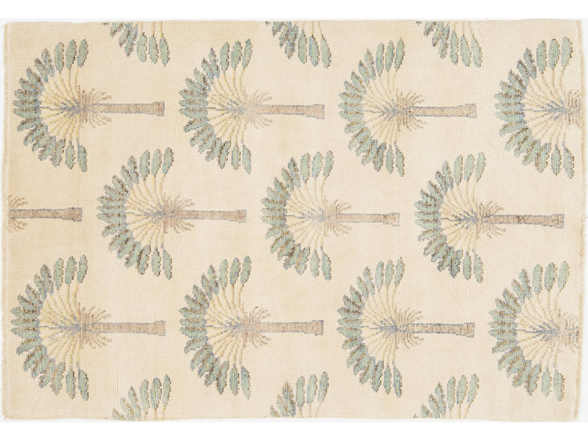 Modern Art Deco Wool Rug 4 X 6